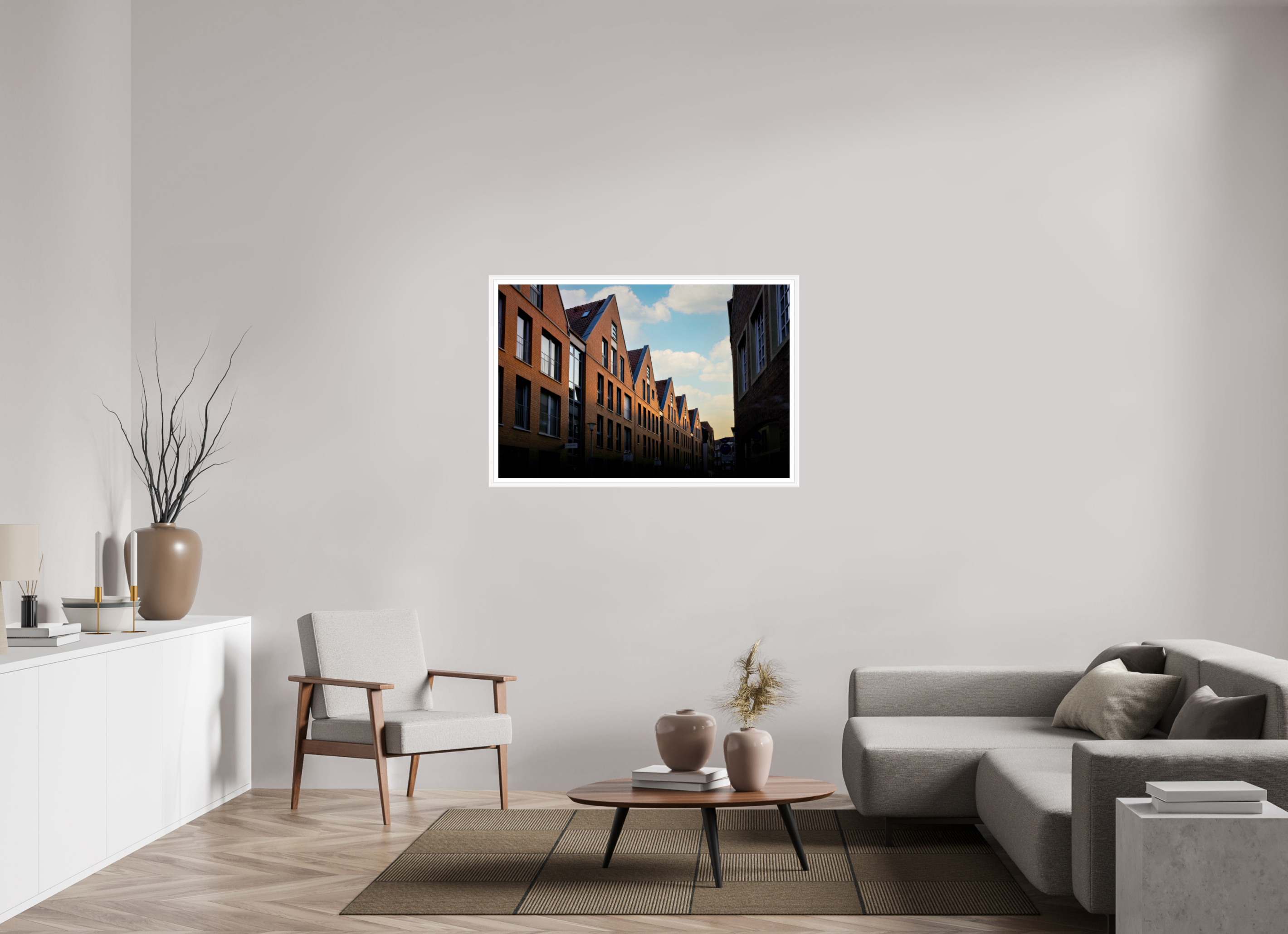 120 x 80 cm, Bern weiß und Rand Die Giebel der Hörster Str