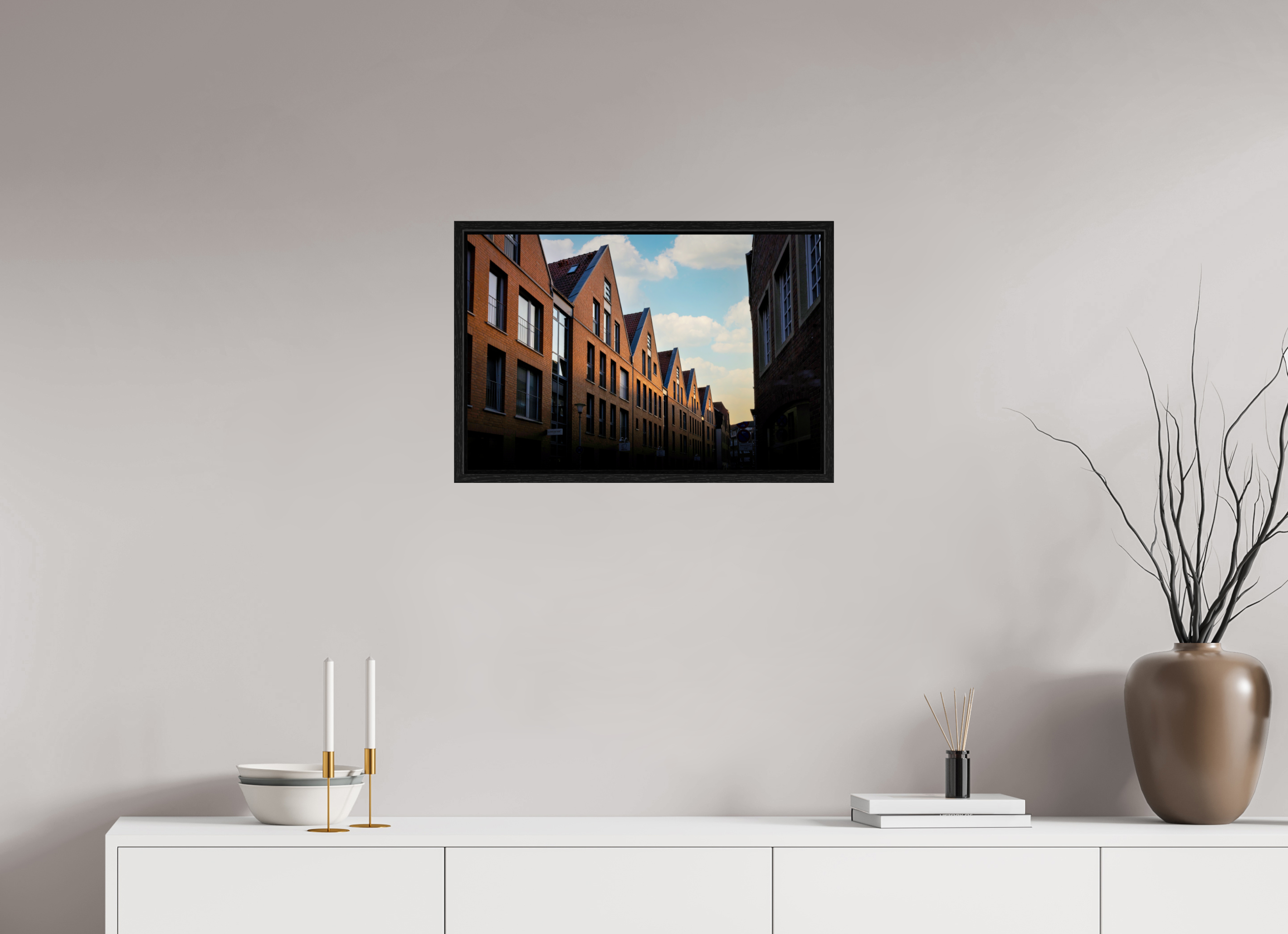 60 x 40 cm, Floater Frame Die Giebel der Hörster Str