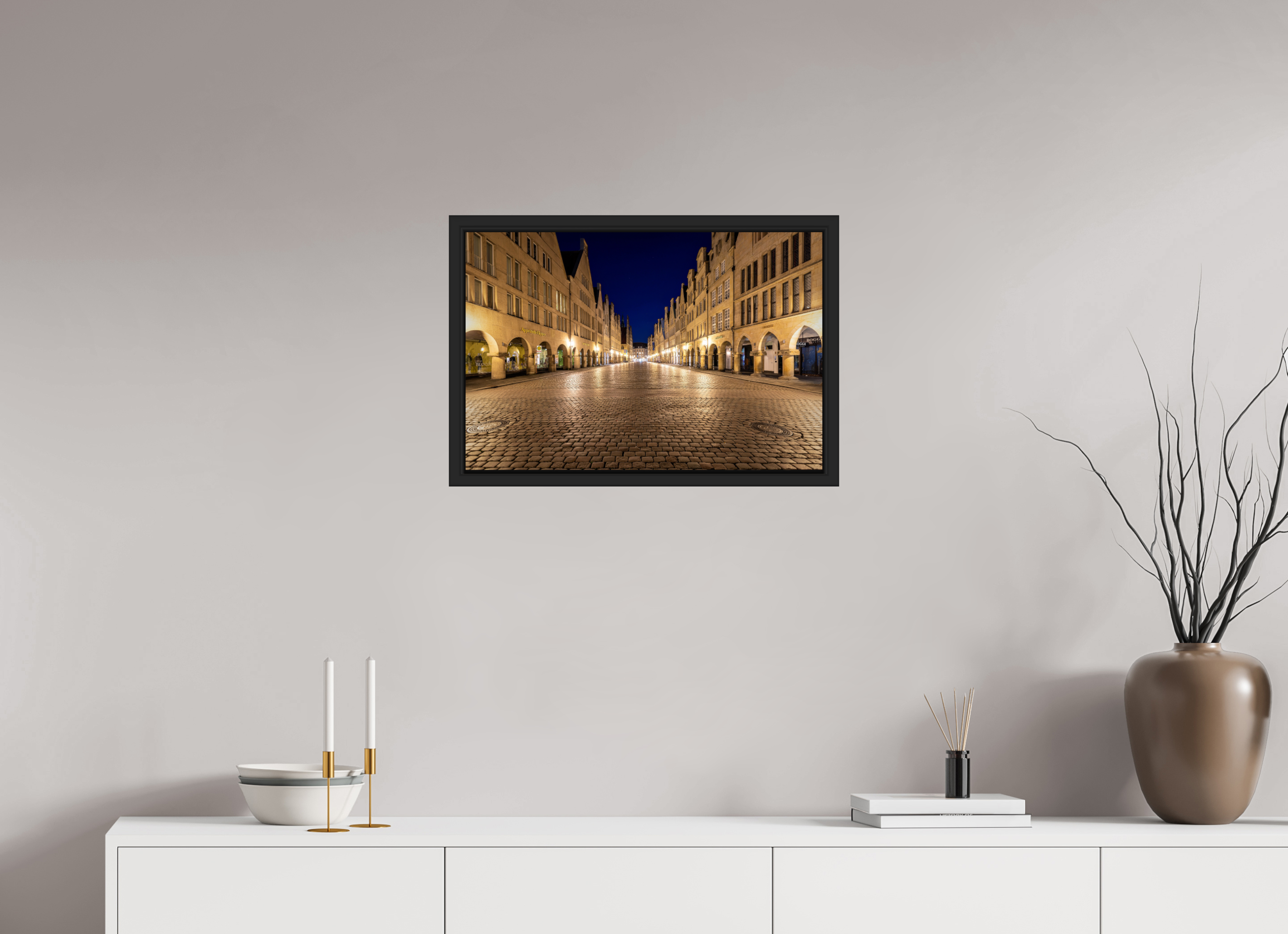 60 x 40 cm, Tokyo 20mm Schattenfuge 4mm Prinzipalmarkt bei Nacht