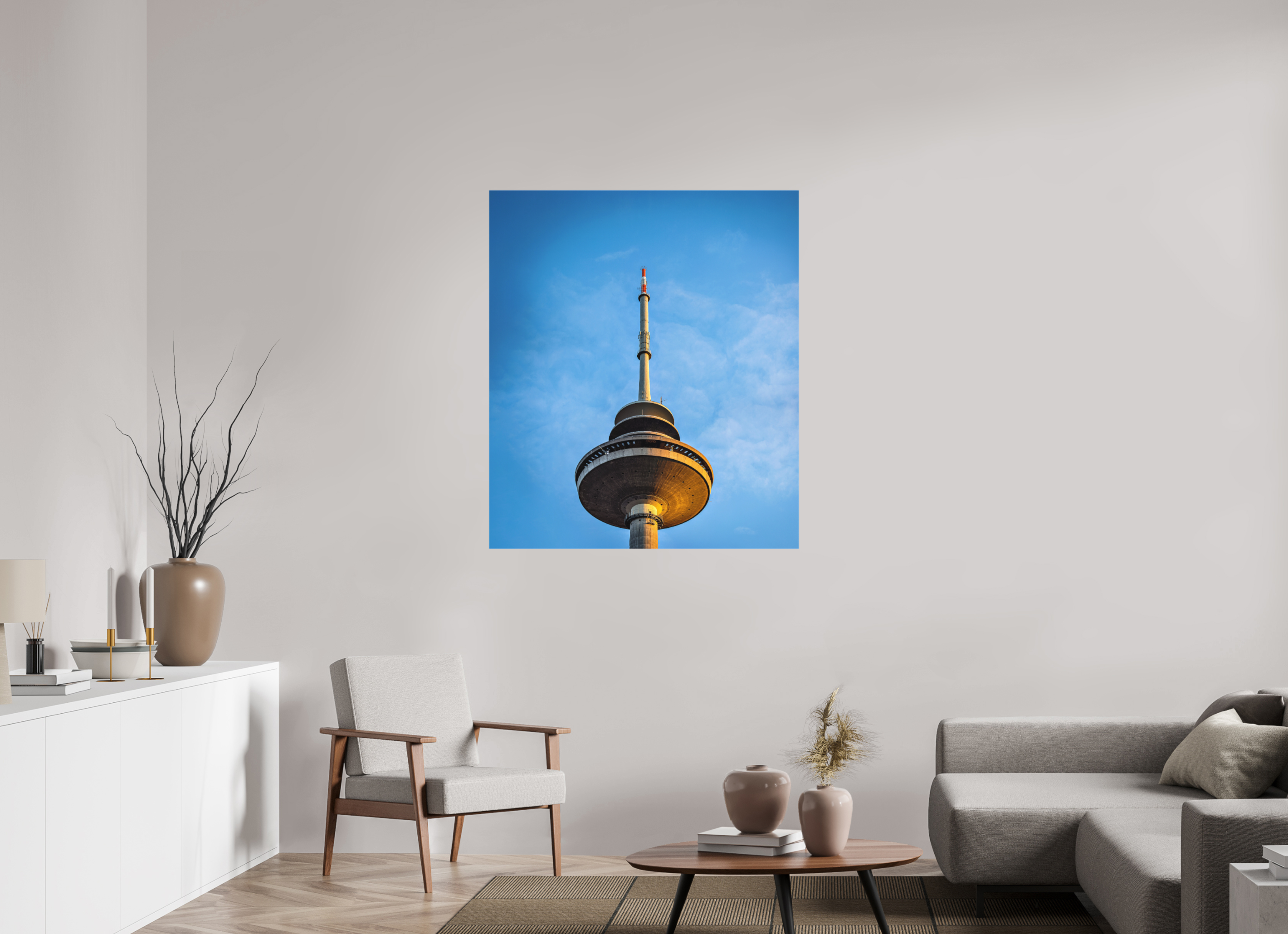 100 x 115,9 cm, Acrylglas Fine Art Pigmentdruck Der Fernsehturm - Die Spitze