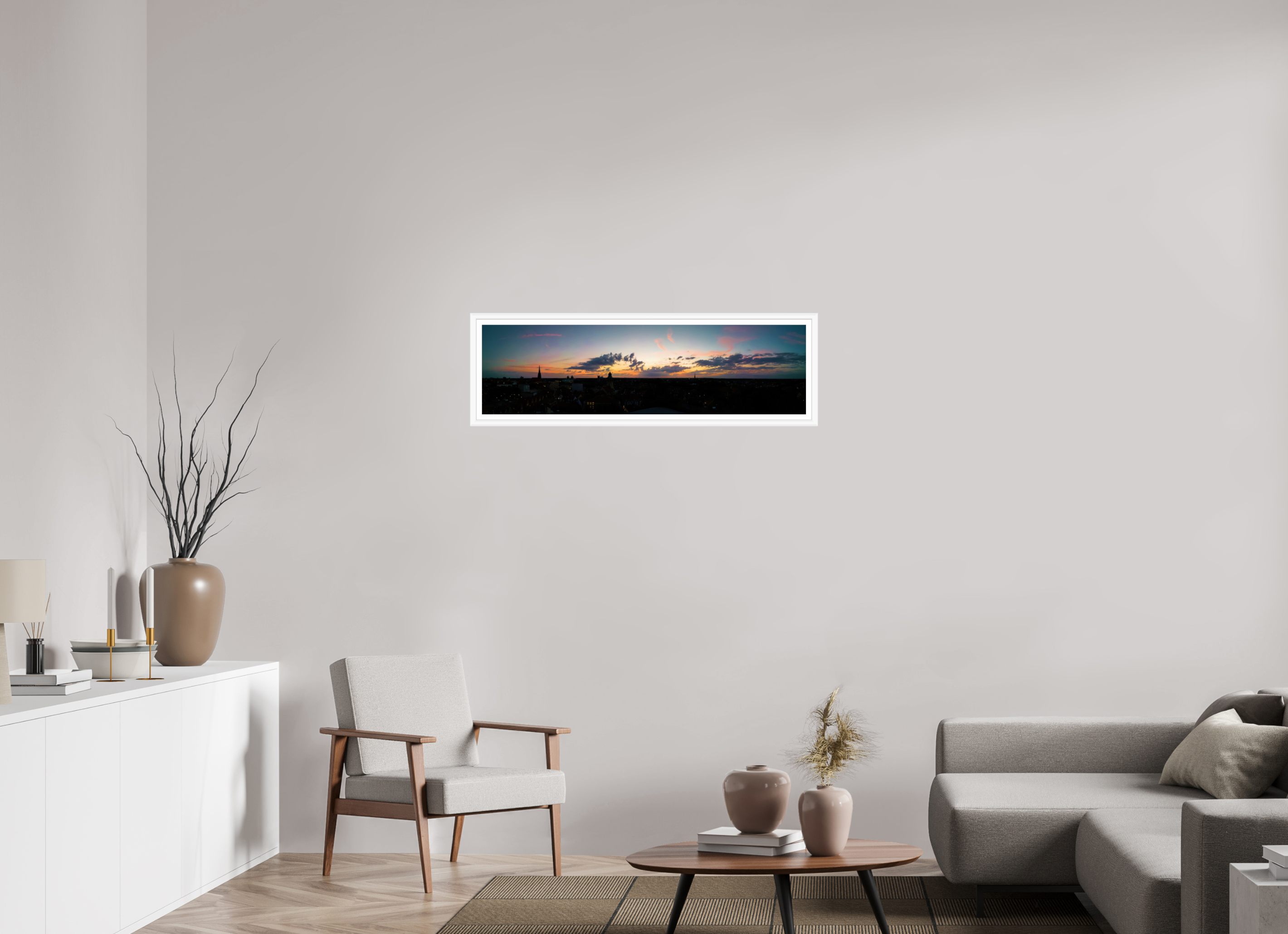 105,8 x 30 cm, Bern weiß und Rand Skyline / Cineastisch