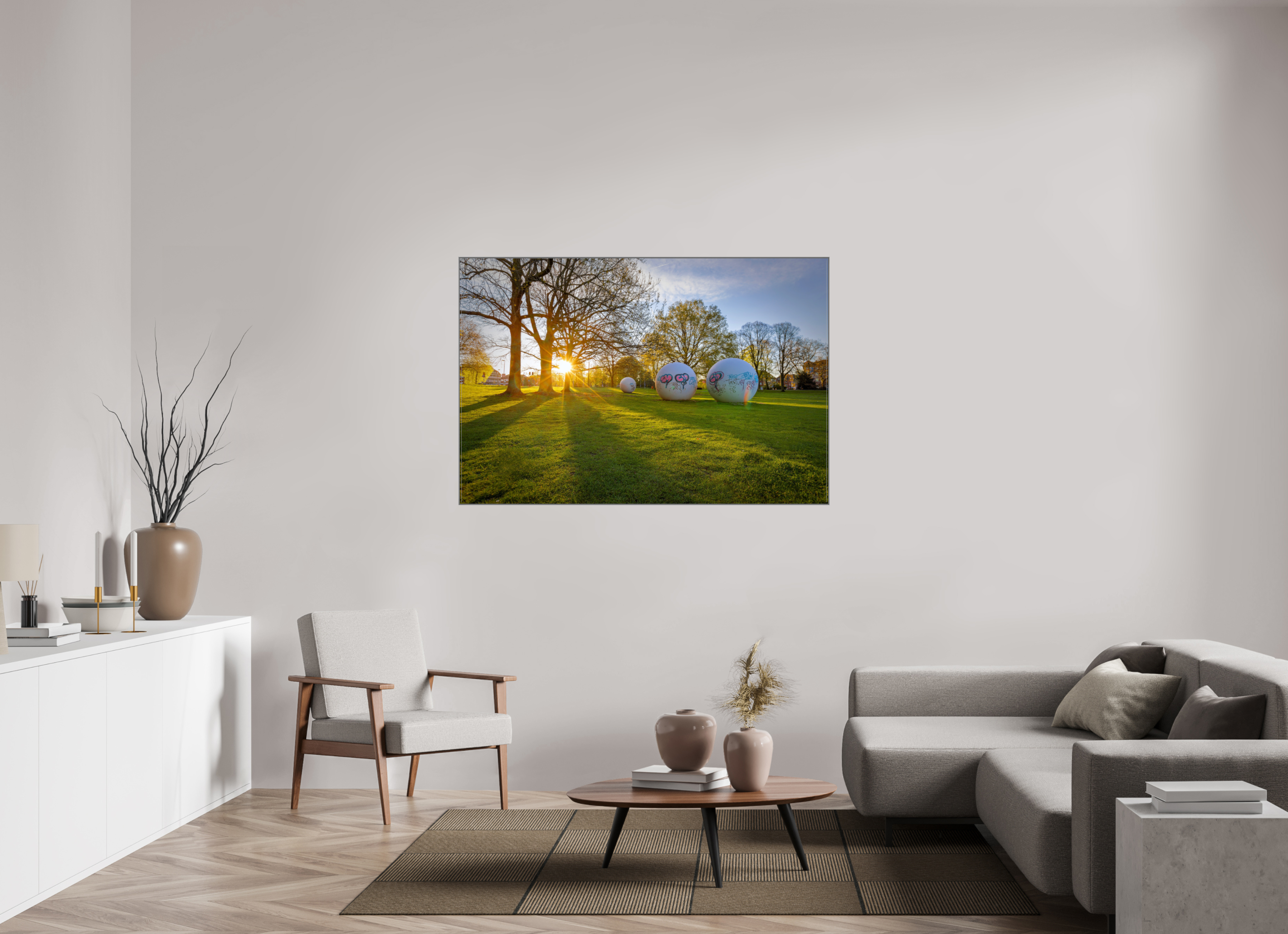 150 x 100 cm, Alurahmen 25mm Der Aasee Sonnenaufgang