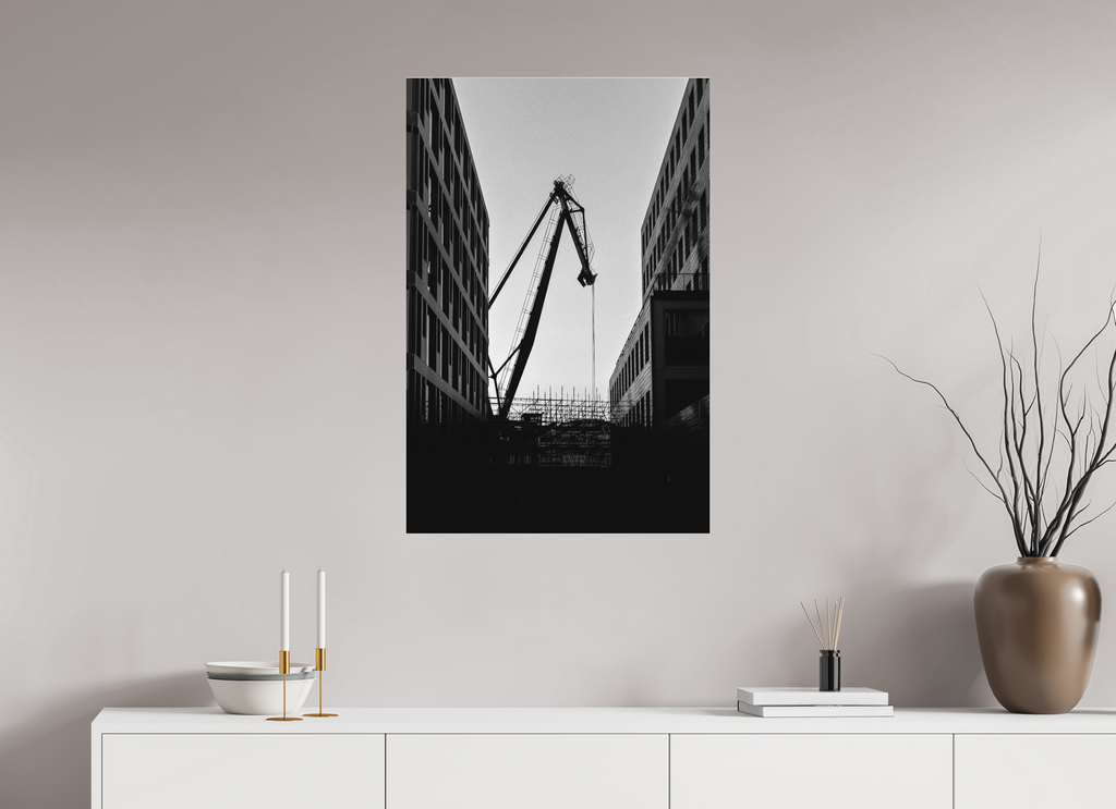 60 x 90 cm, Acrylglas Fine Art Pigmentdruck Der Hafenkran im Hochformat