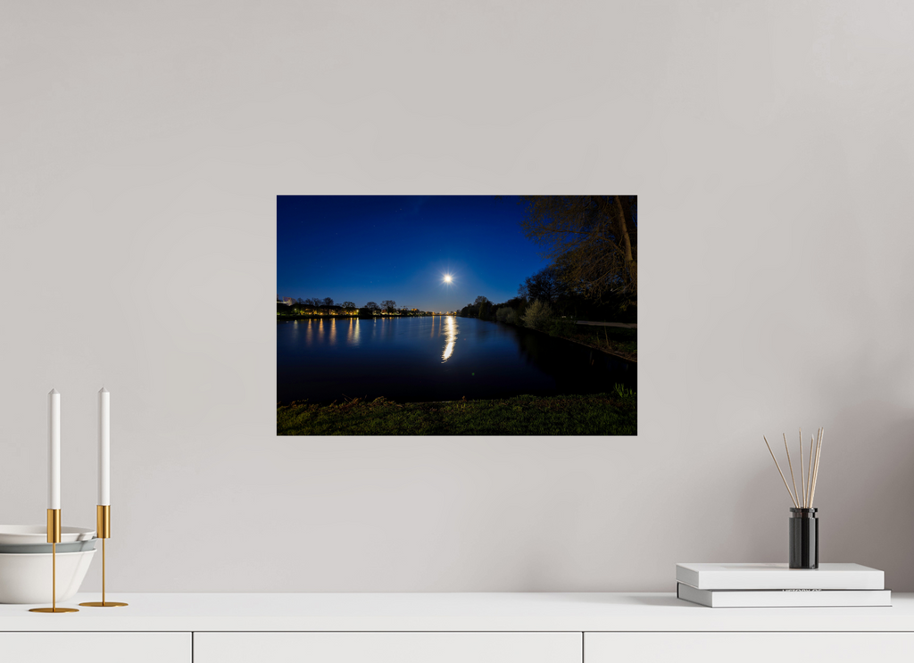 45 x 30 cm, Photo Print On Fuji Crystal DP II Aasee bei Nacht