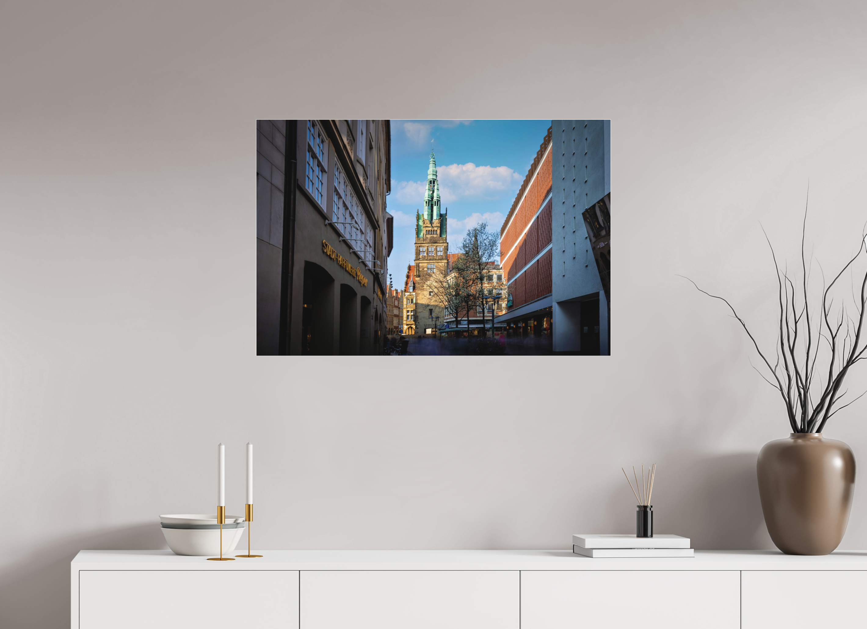 90 x 60 cm, Acrylglas Fine Art Pigmentdruck Der Stadthausturm