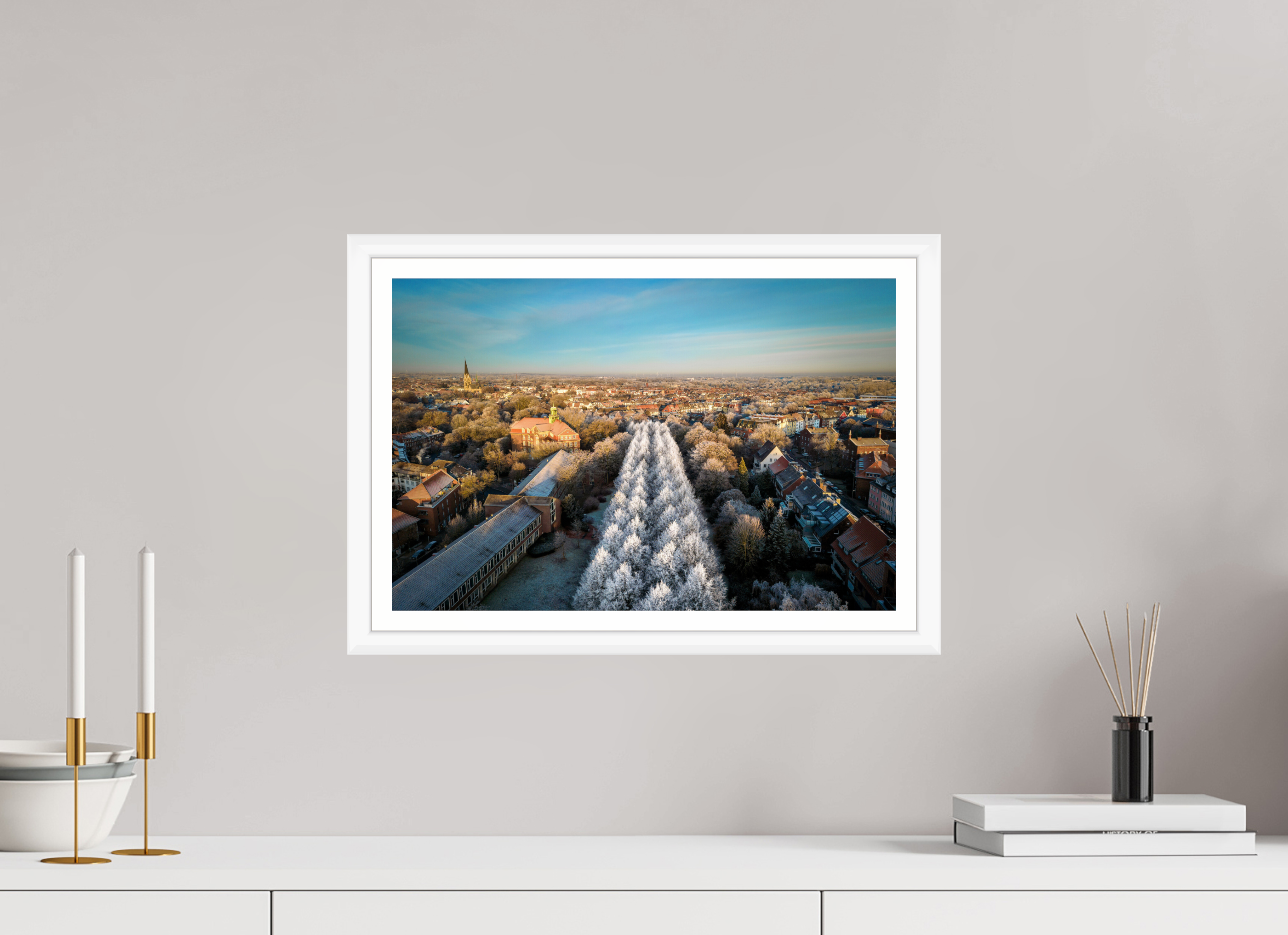 45 x 30 cm, Bern weiß und Rand Promenade im Winter