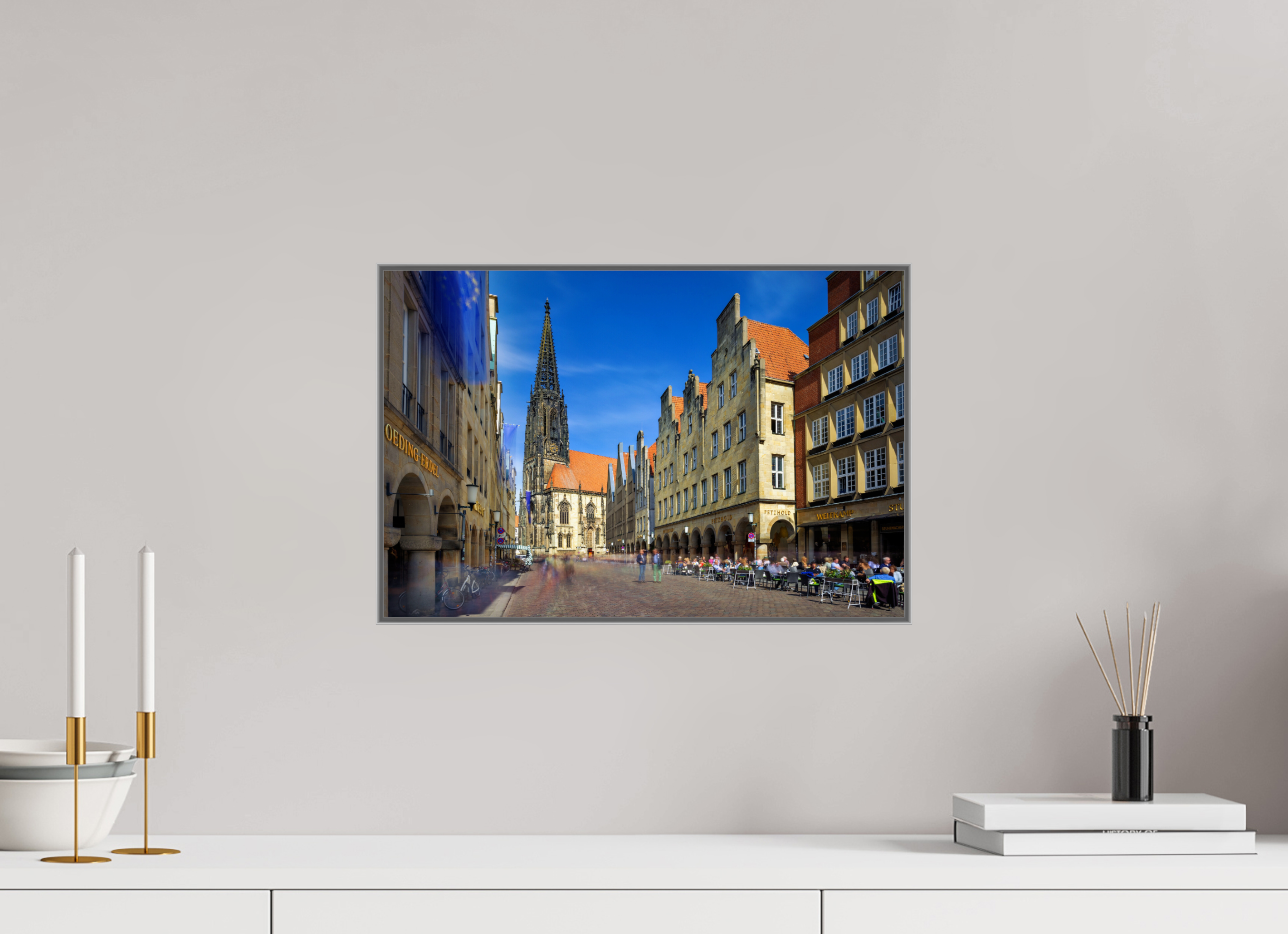 45 x 30 cm, Alurahmen 25mm Lambertikirche - Prinzipalmarkt