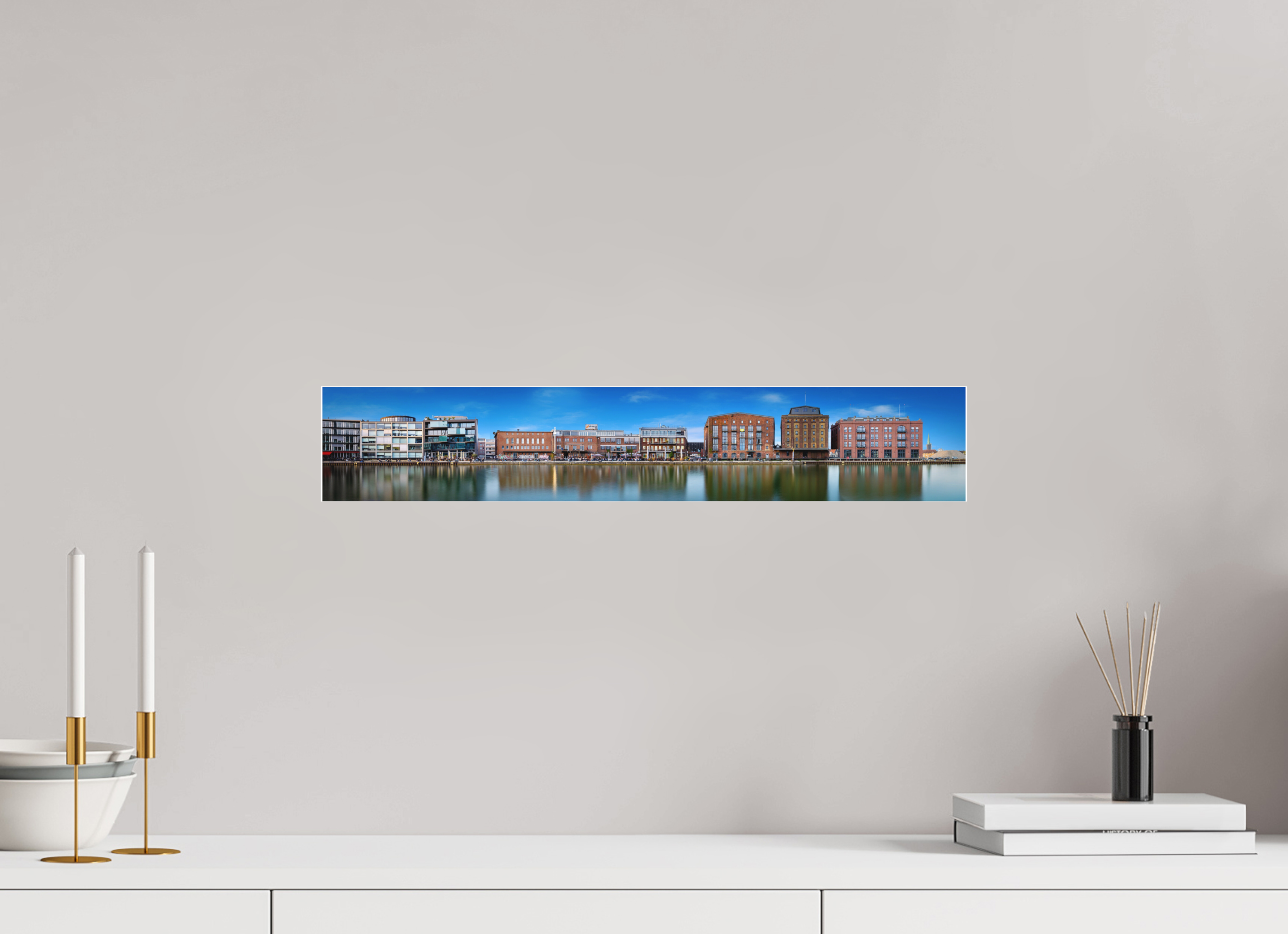 56,1 x 10 cm, Acrylglas Fine Art Pigmentdruck Der Hafen - Das Panorama