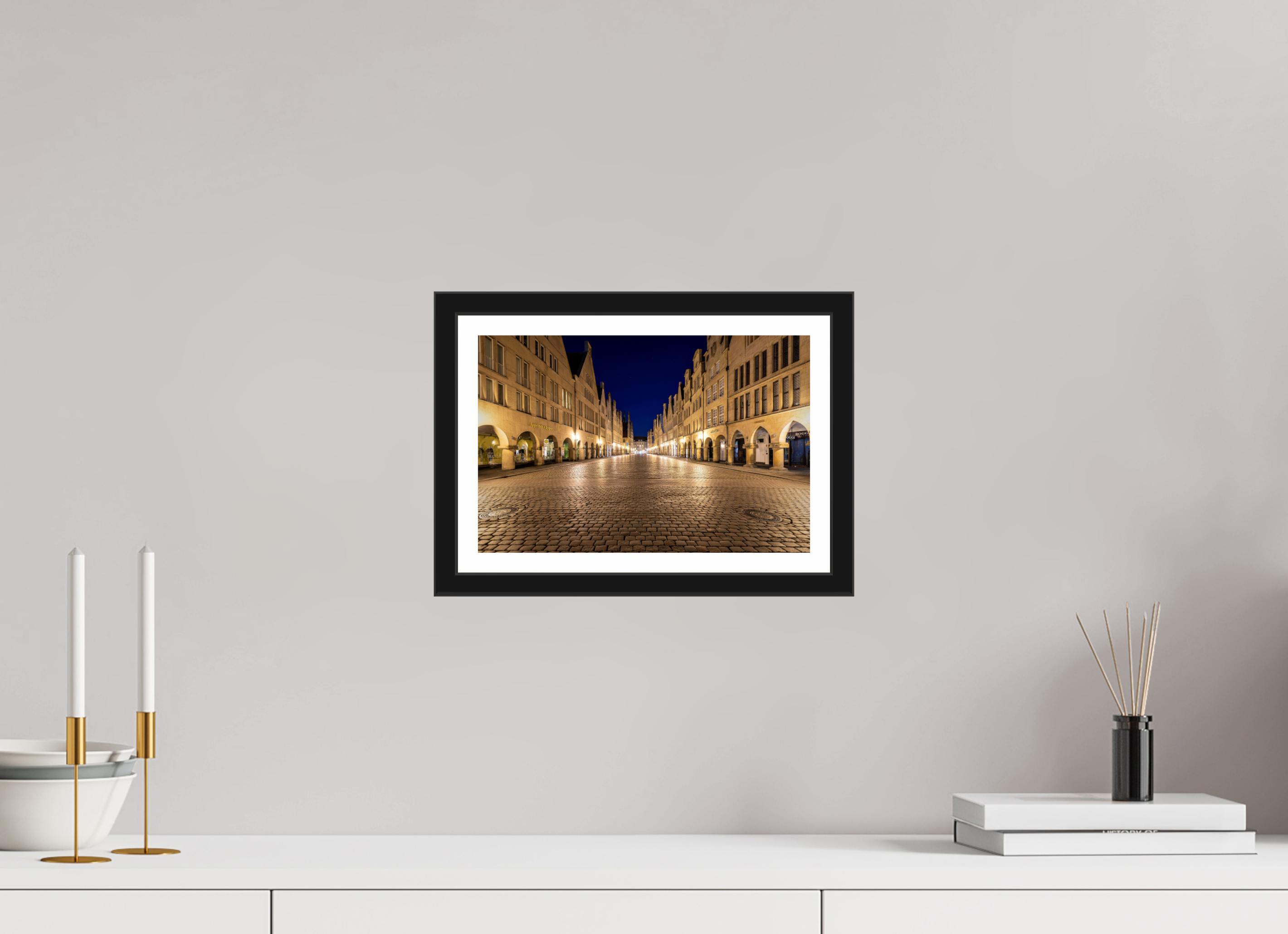30 x 20 cm, Bern und Rand Prinzipalmarkt bei Nacht