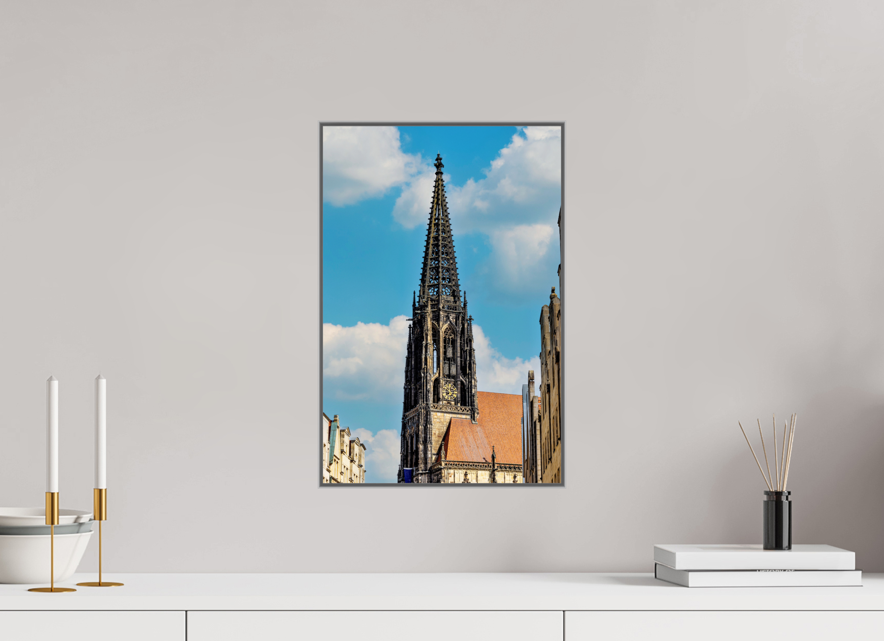30 x 45 cm, Alurahmen 25mm Lambertikirche - Der Turm