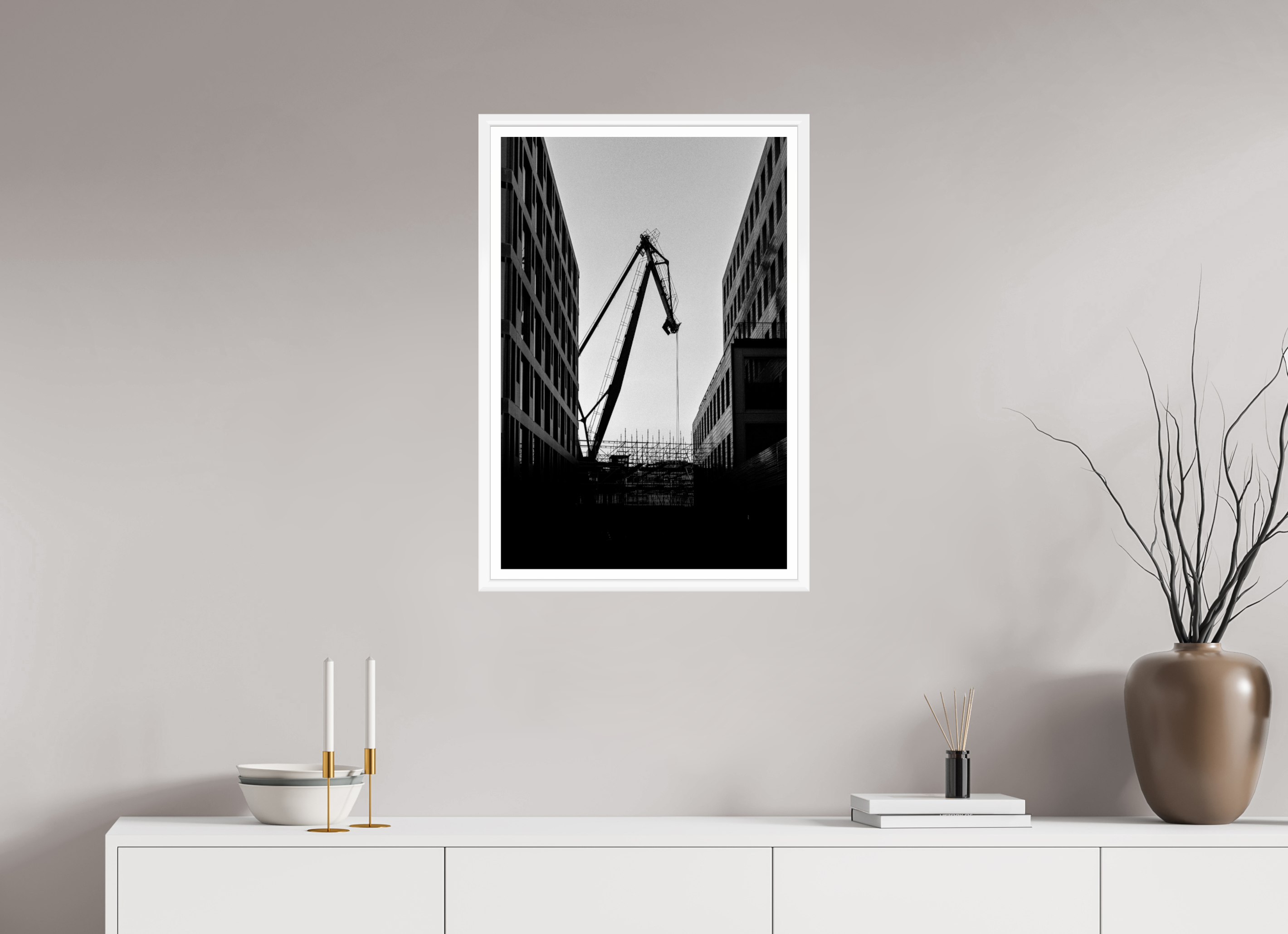 50 x 75 cm, Bern weiß und Rand Der Hafenkran im Hochformat
