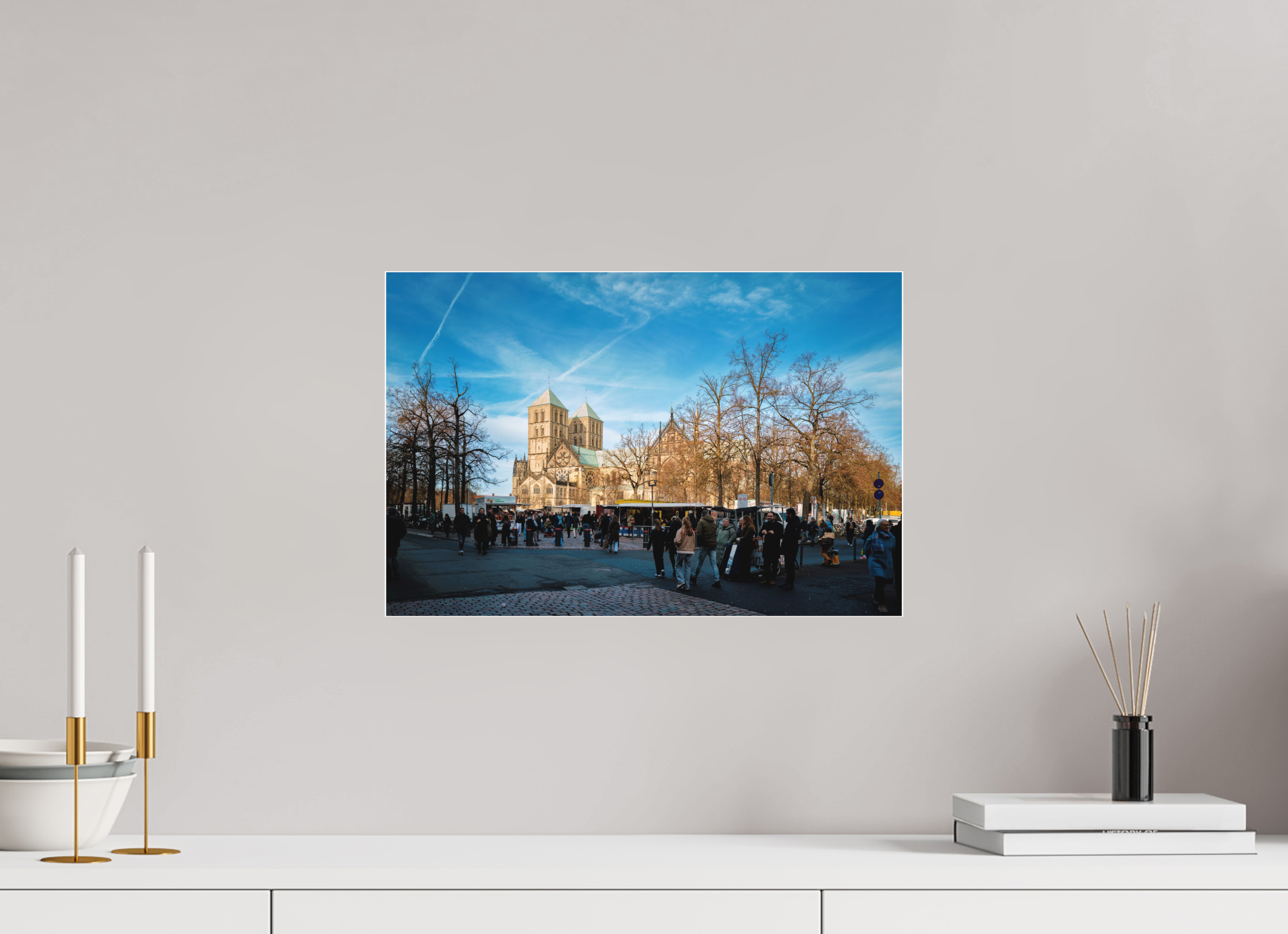 45 x 30 cm, Acrylglas Fine Art Pigmentdruck Der Dom während des Markts