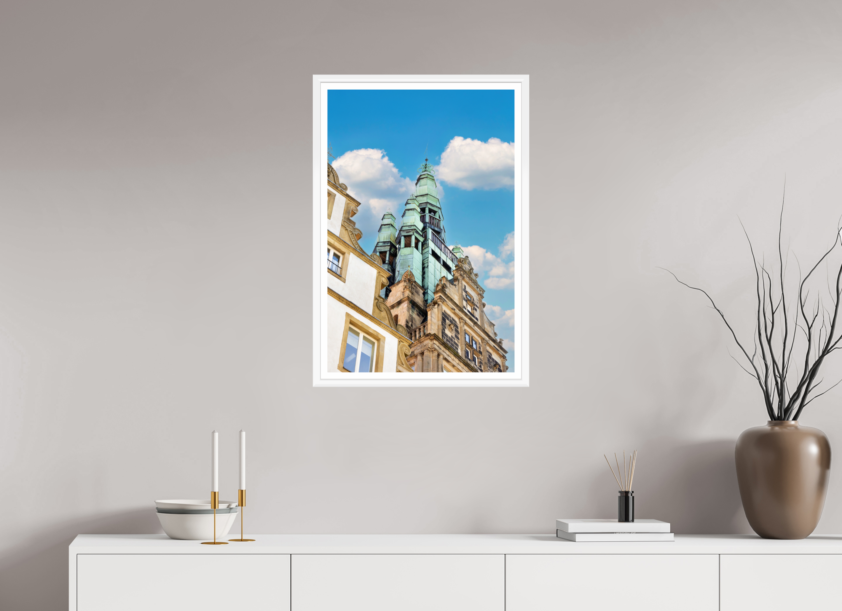 50 x 75 cm, Bern weiß und Rand Der Stadthausturm im Hochformat