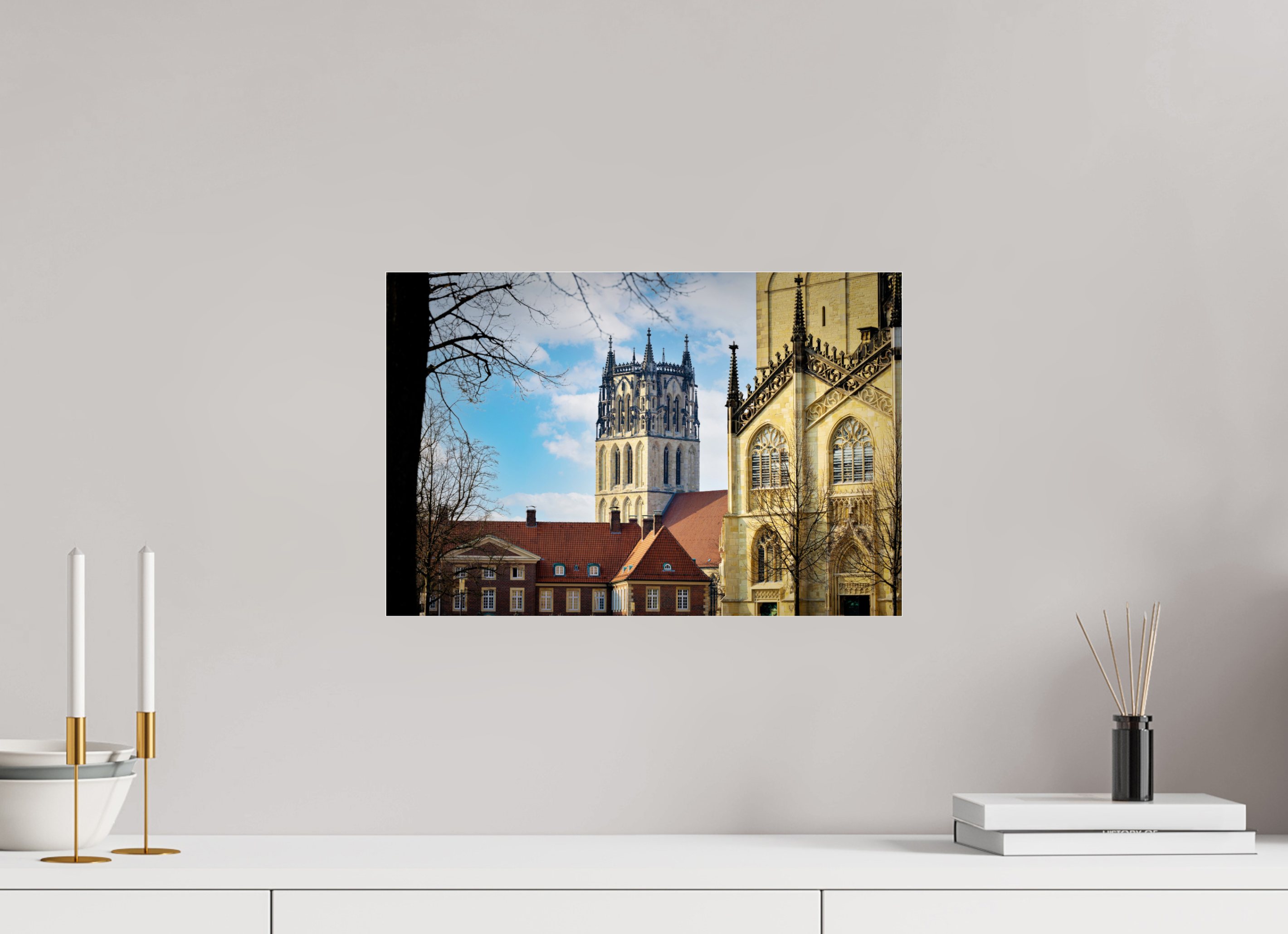 45 x 30 cm, Photo Print Under Acrylic Glass Überwasserkirche mit Dom