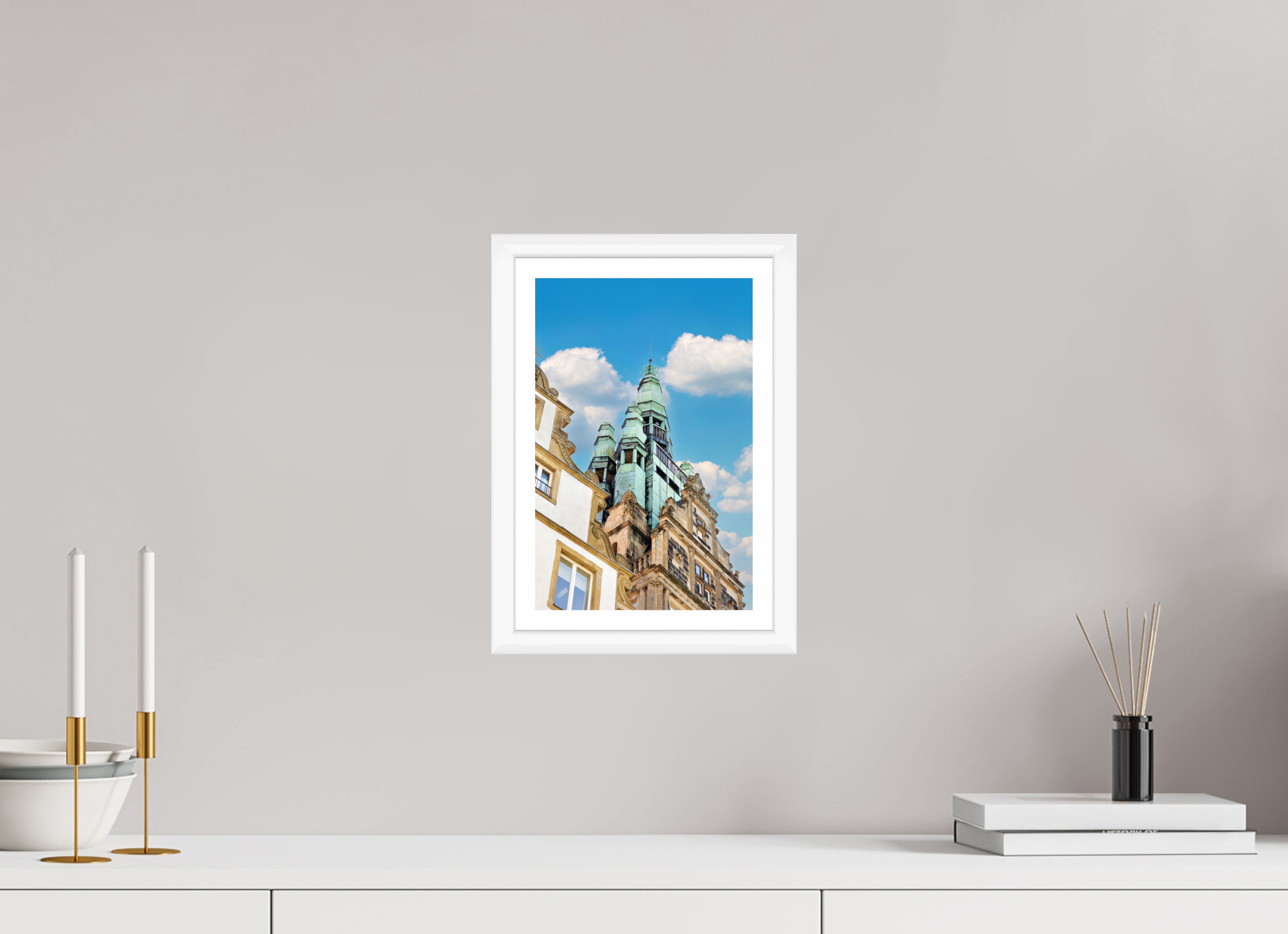 20 x 30 cm, Bern weiß und Rand Der Stadthausturm im Hochformat