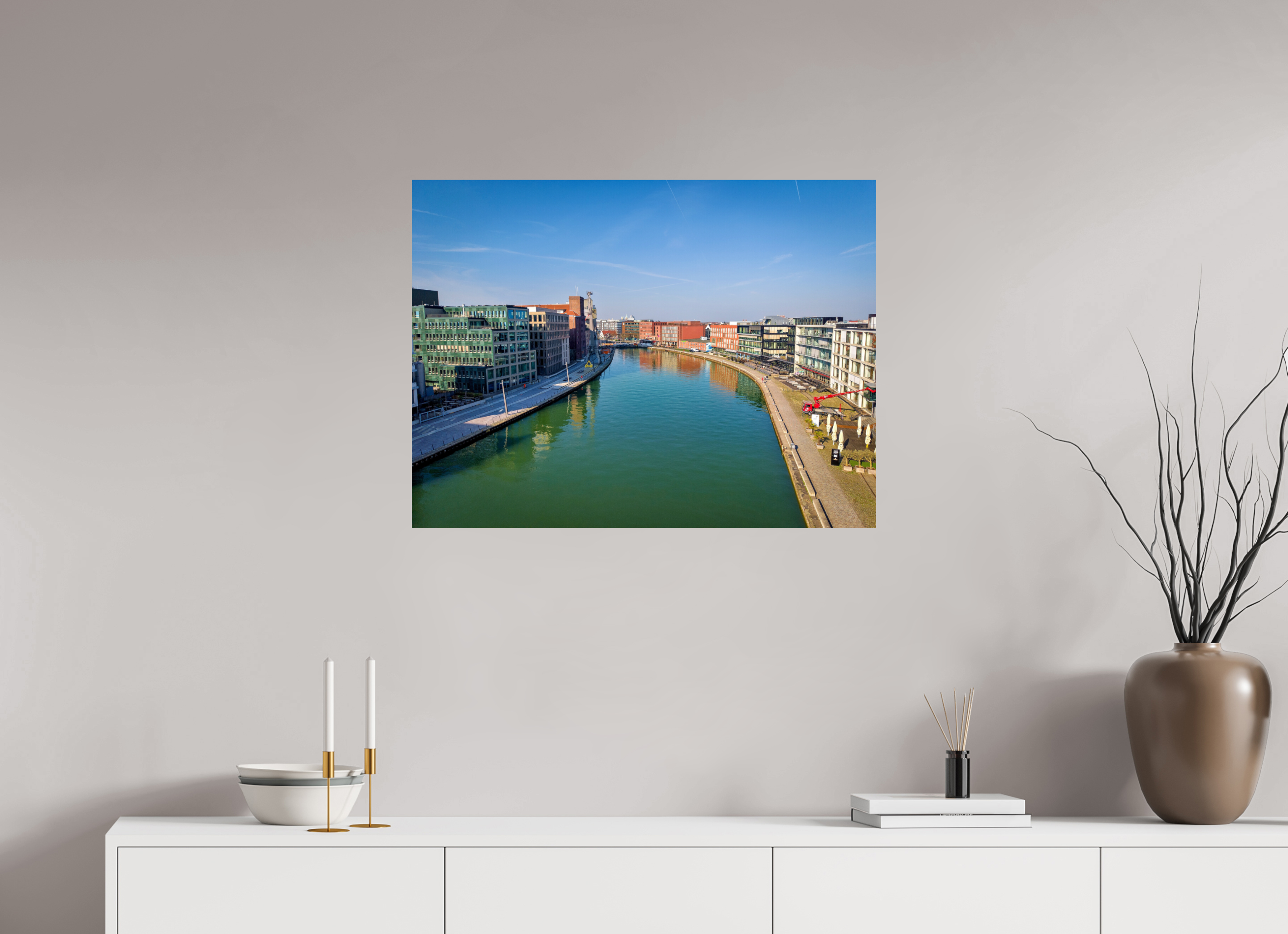 80 x 60 cm, Baryta - Fine Art Münster Hafen – Ruhe zwischen Stahl und Wasser
