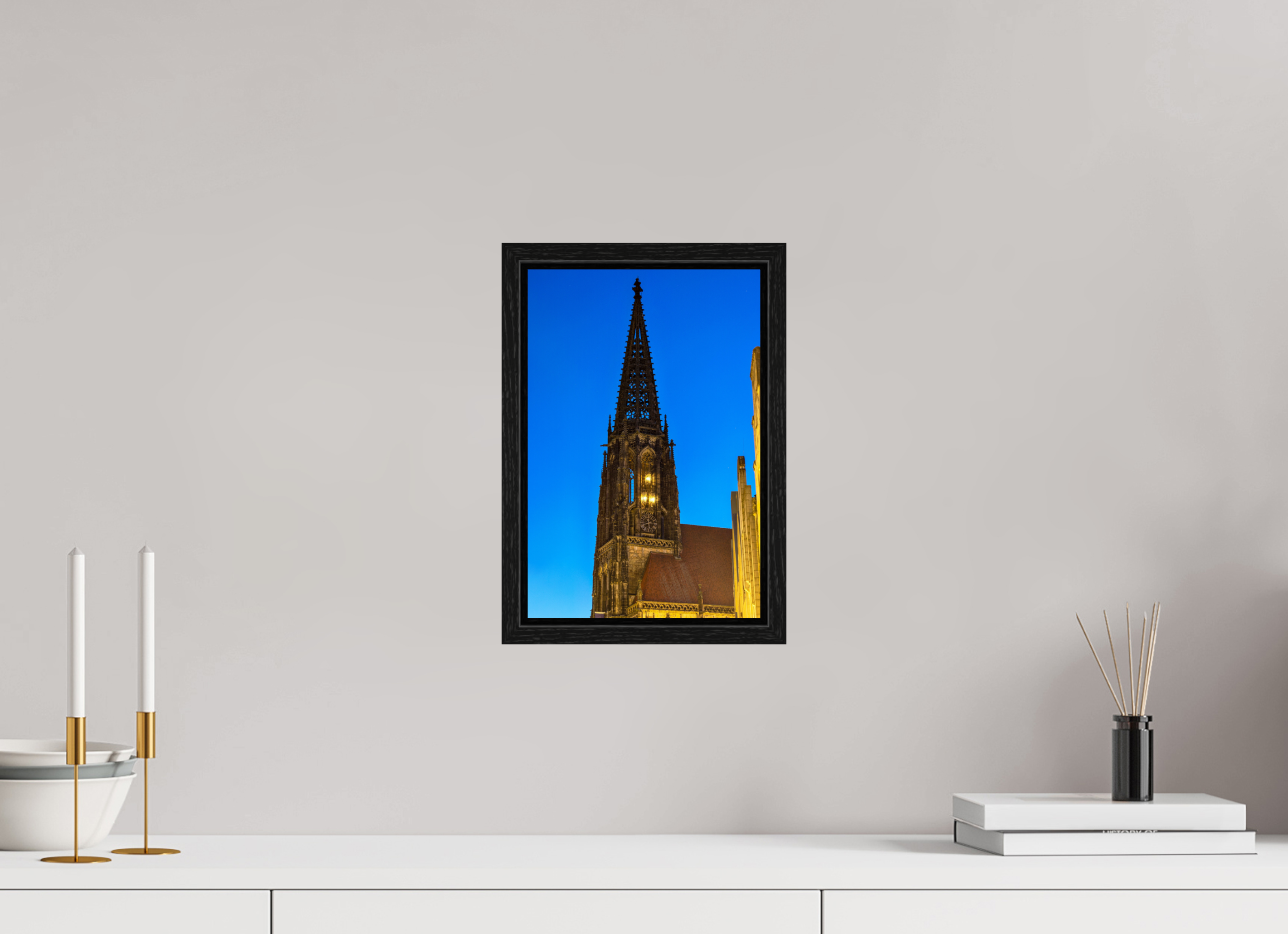 20 x 30 cm, Floater Frame Lambertikirche bei Nacht