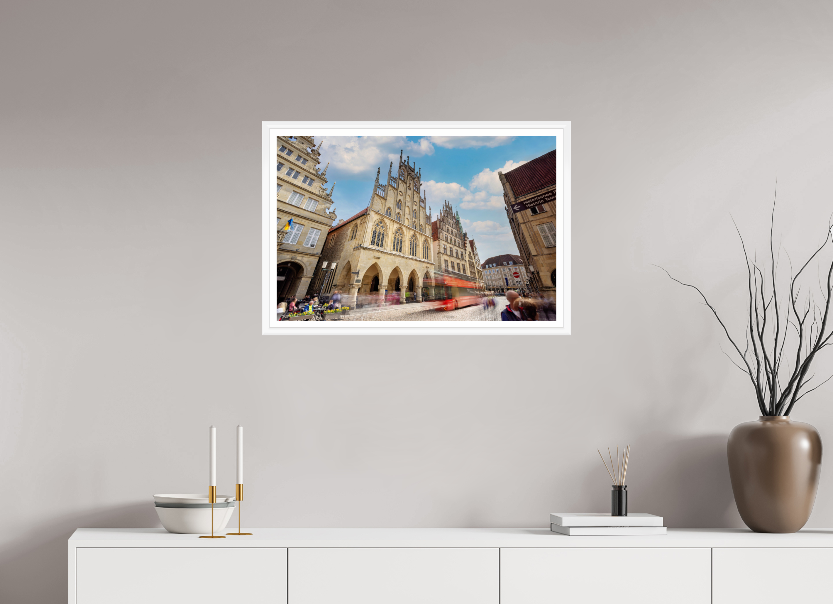 75 x 50 cm, Bern weiß und Rand Rathaus und Bus
