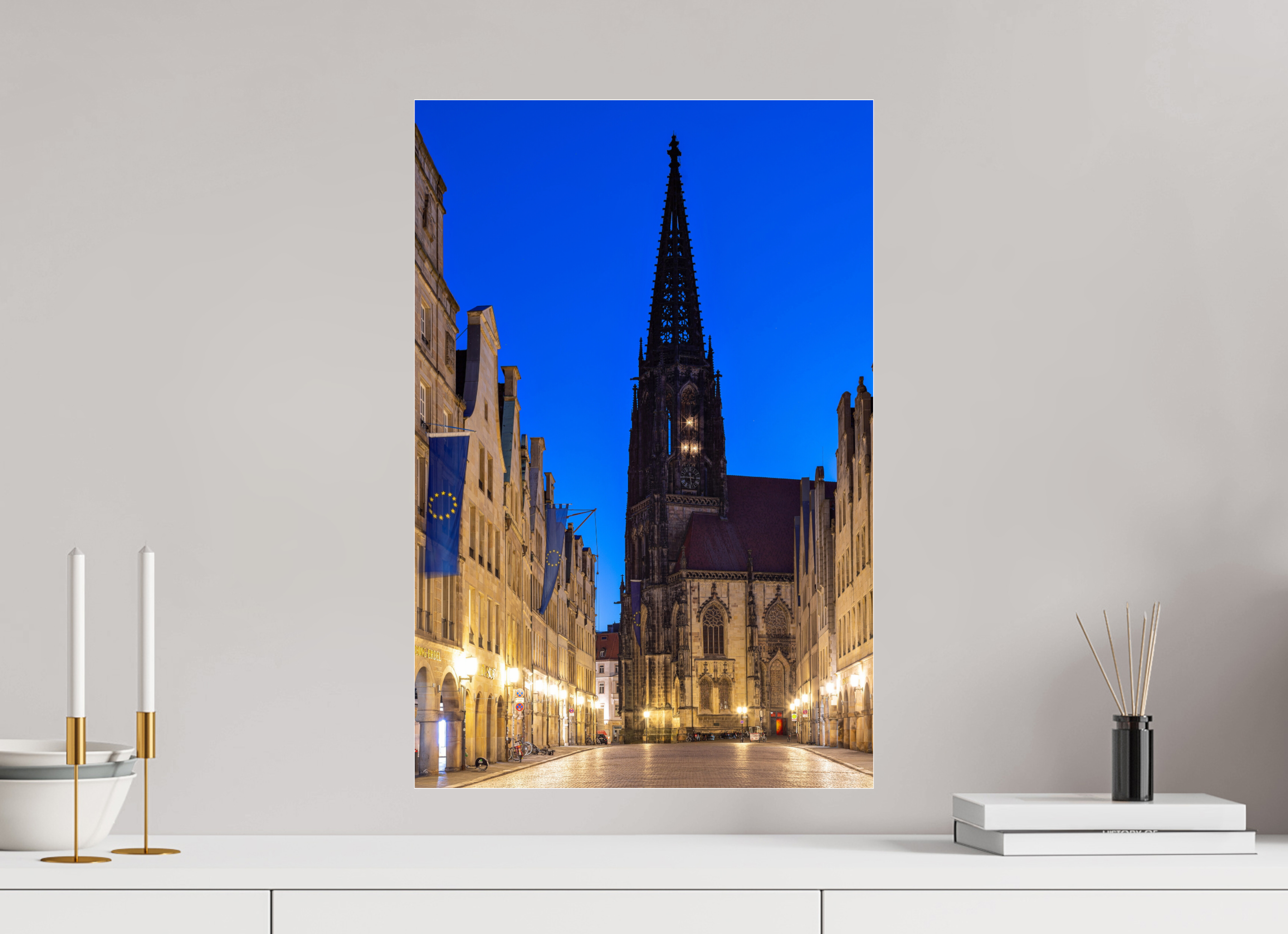 40 x 60 cm, Photo Print Under Acrylic Glass Lamberti bei Nacht + Prinzipal