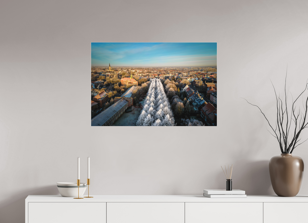 90 x 60 cm, Acrylglas Fine Art Pigmentdruck Promenade im Winter