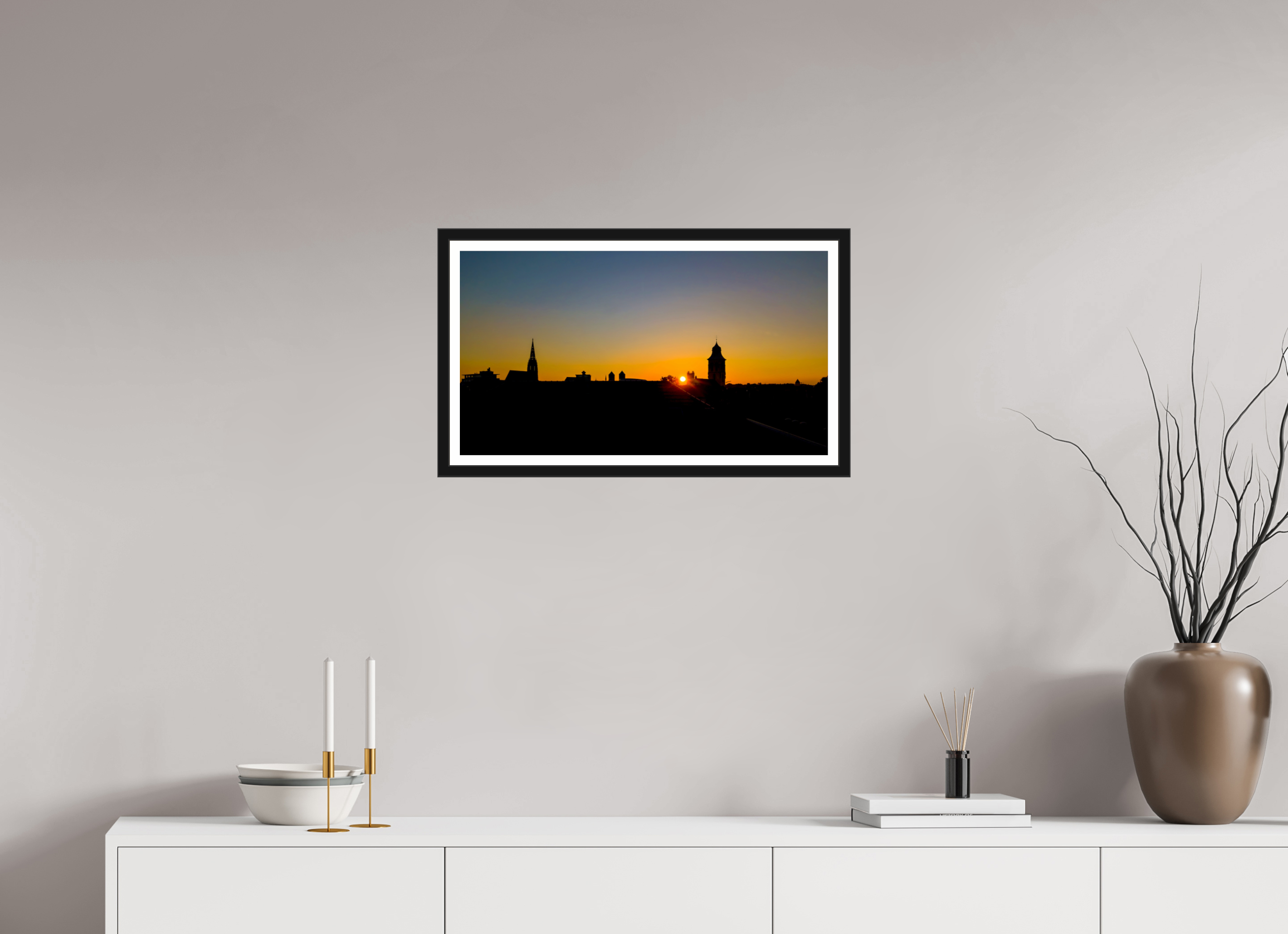 64 x 36 cm, Bern und Rand Skyline / Sonnenuntergang 2