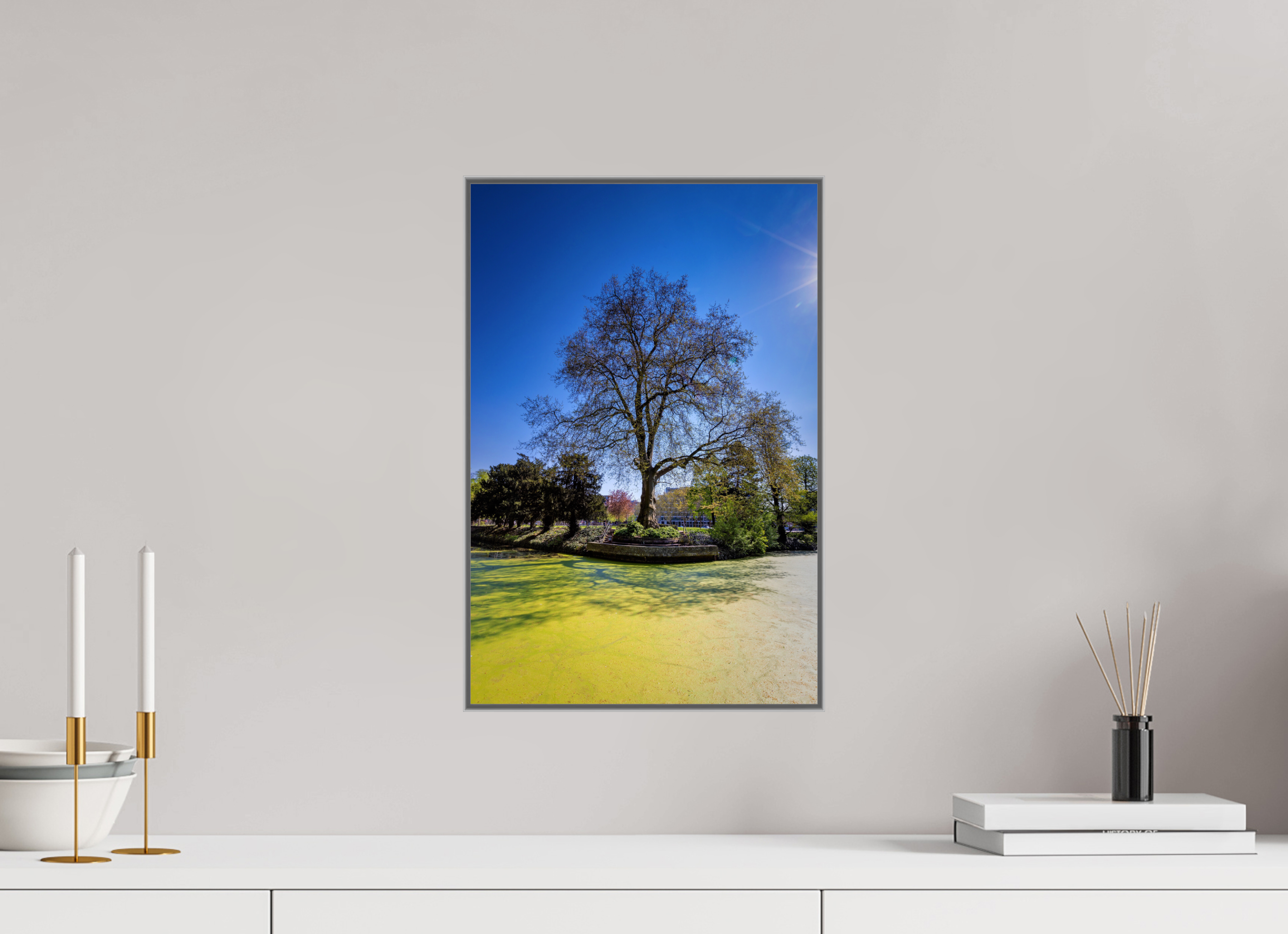 30 x 45 cm, Alurahmen 25mm Baum Enegelenschanze