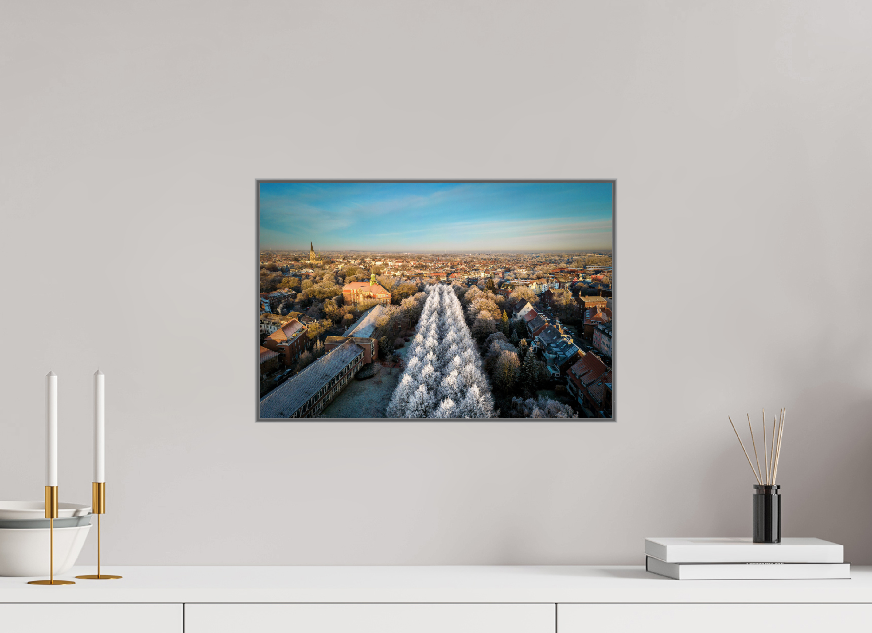 45 x 30 cm, Alurahmen 25mm Promenade im Winter