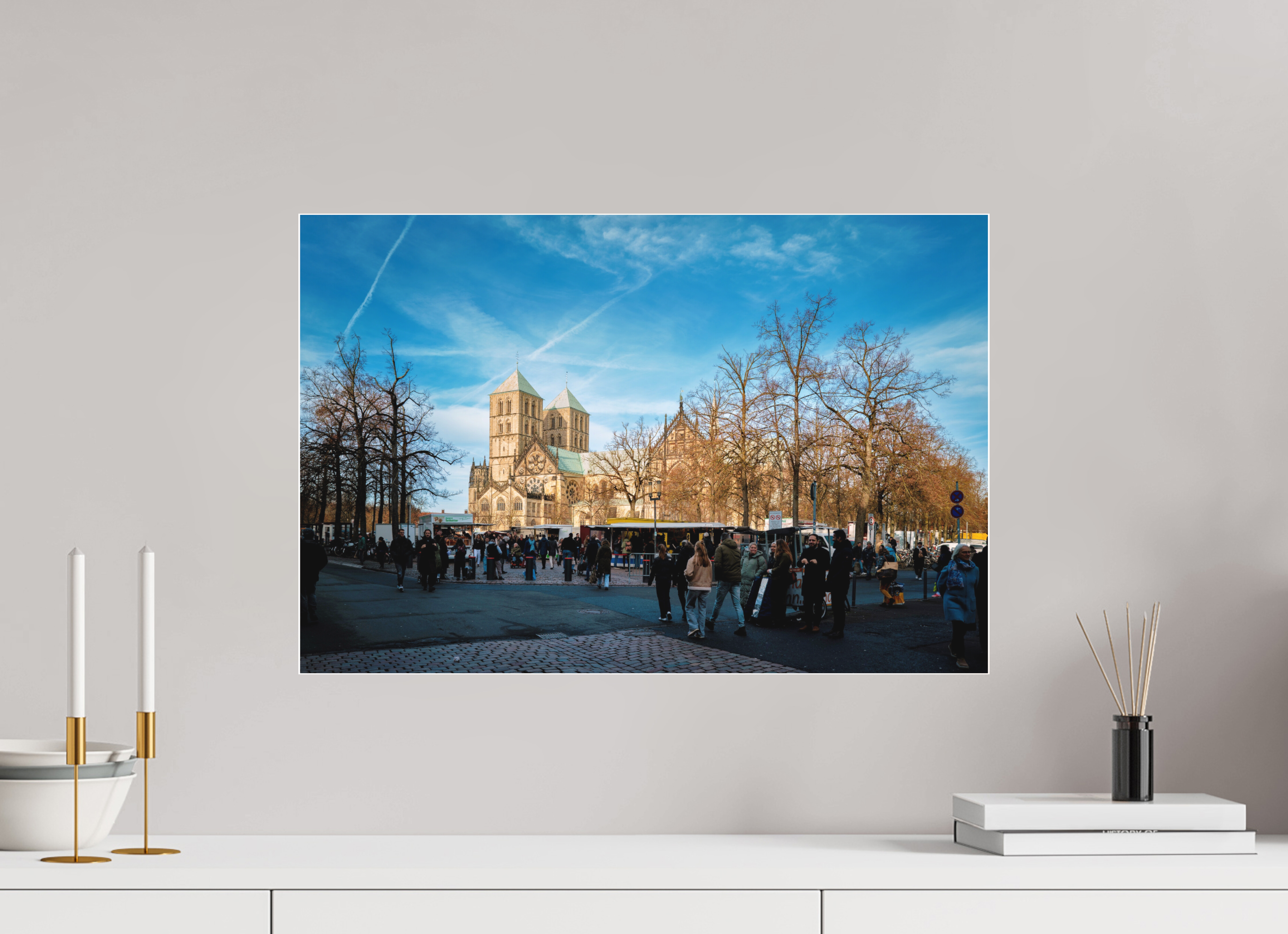 60 x 40 cm, Acrylglas Fine Art Pigmentdruck Der Dom während des Markts