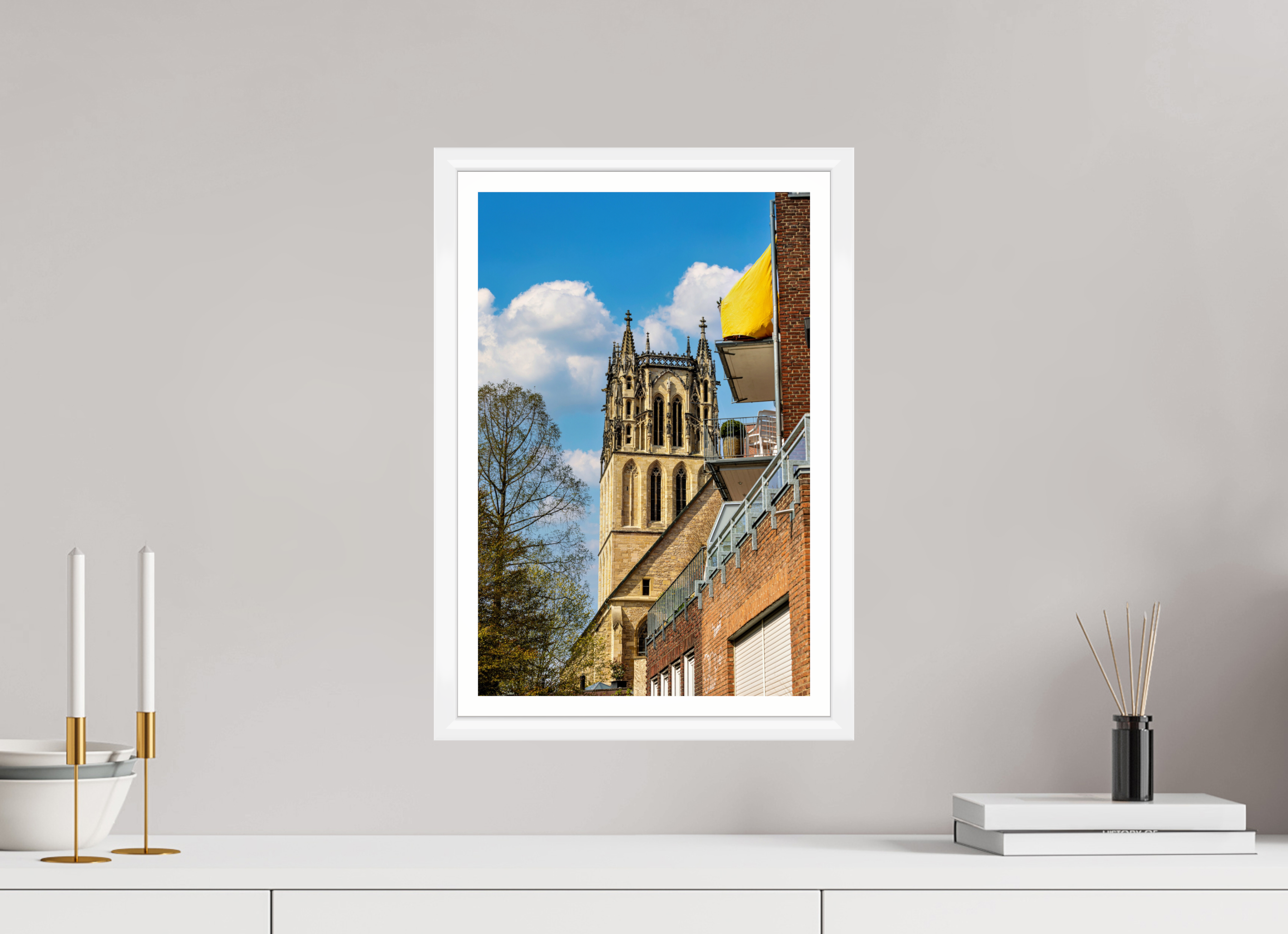 30 x 45 cm, Bern weiß und Rand Überwasserkirche - im Hochformat