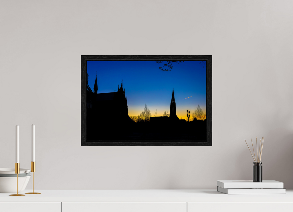 45 x 30 cm, Floater Frame Lamberti - Dom bei Sonnenaufgang