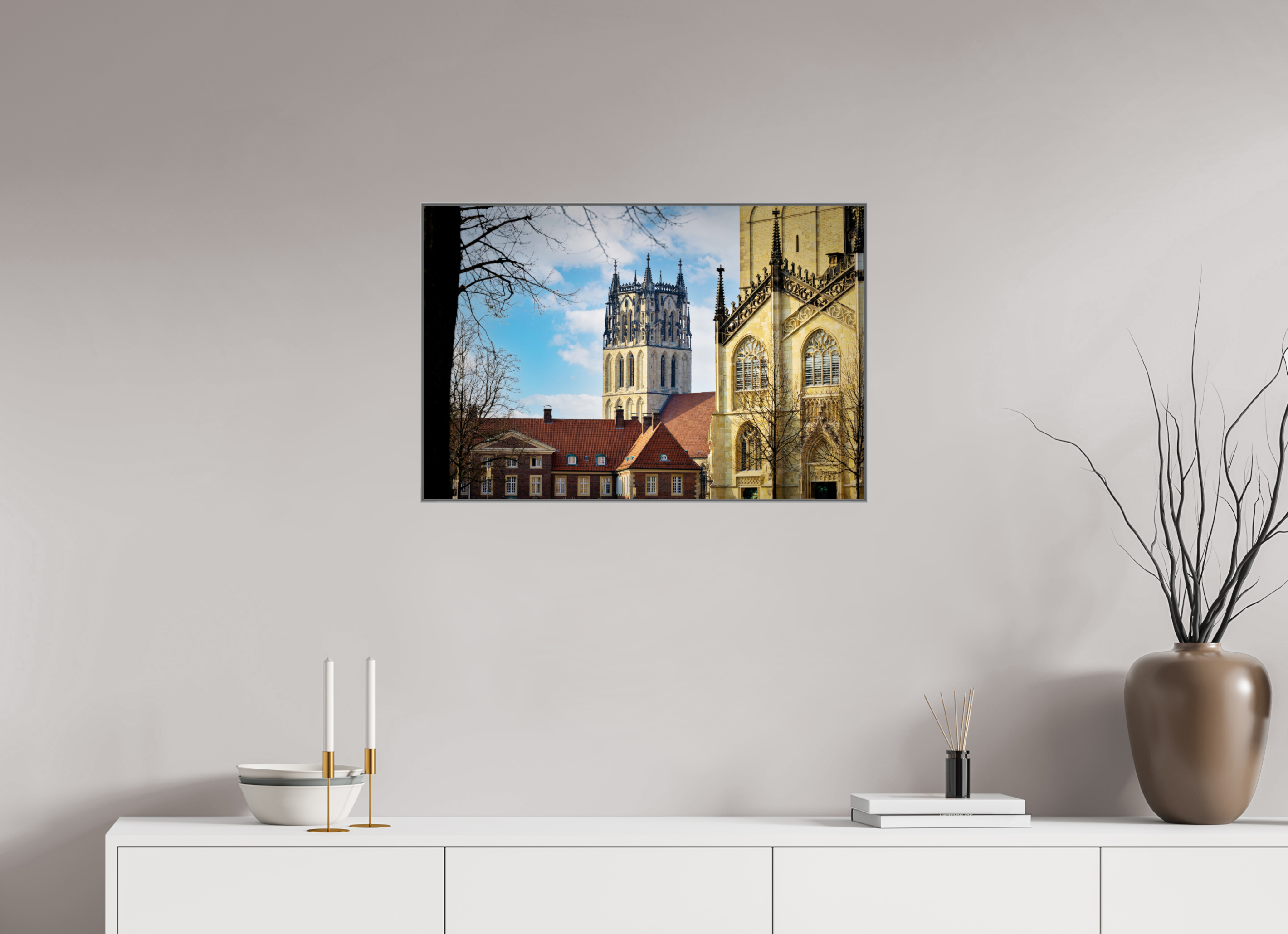 75 x 50 cm, Alurahmen 25mm Überwasserkirche mit Dom