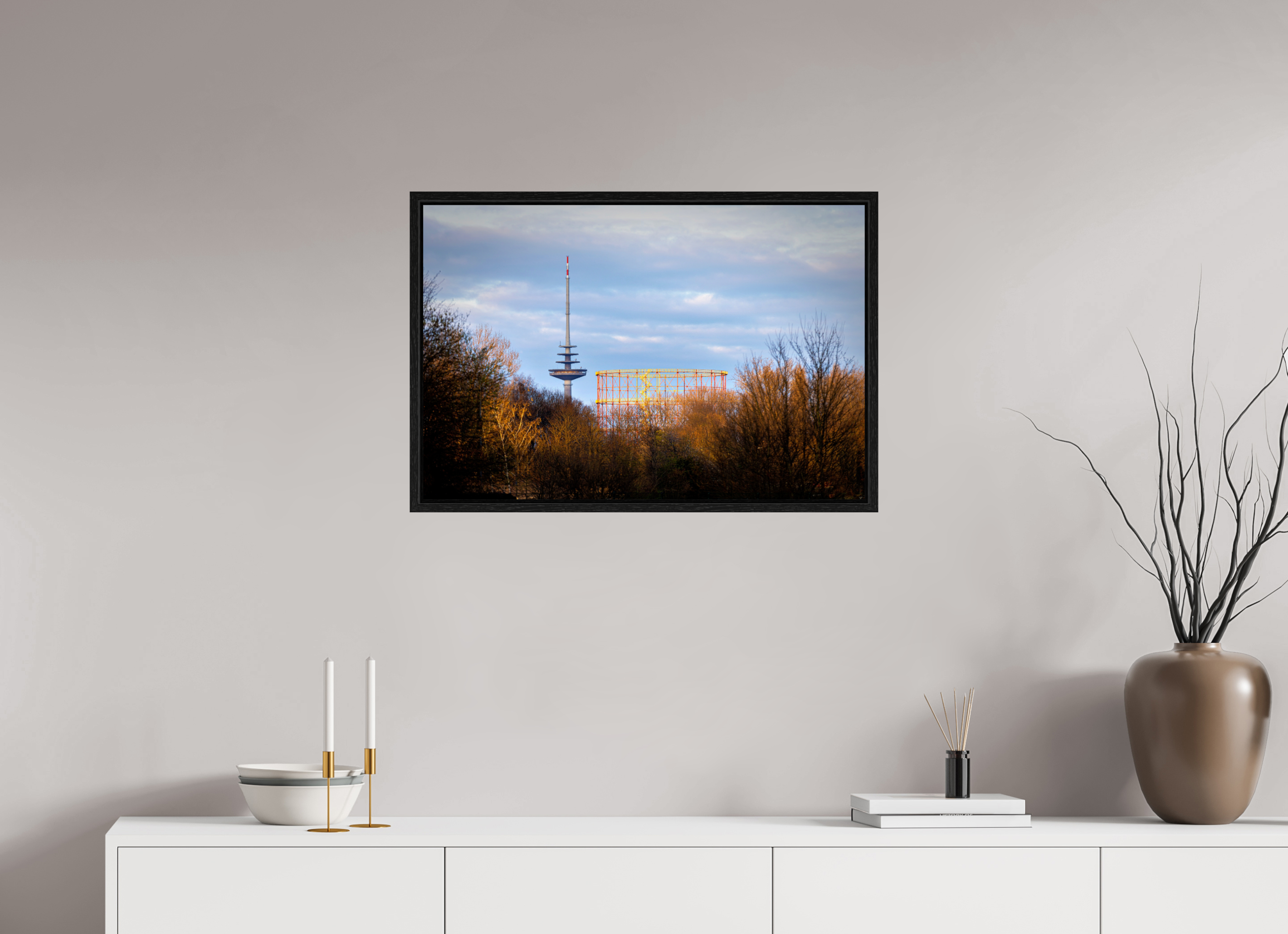 75 x 50 cm, Floater Frame Fernsehturm und Gasometer