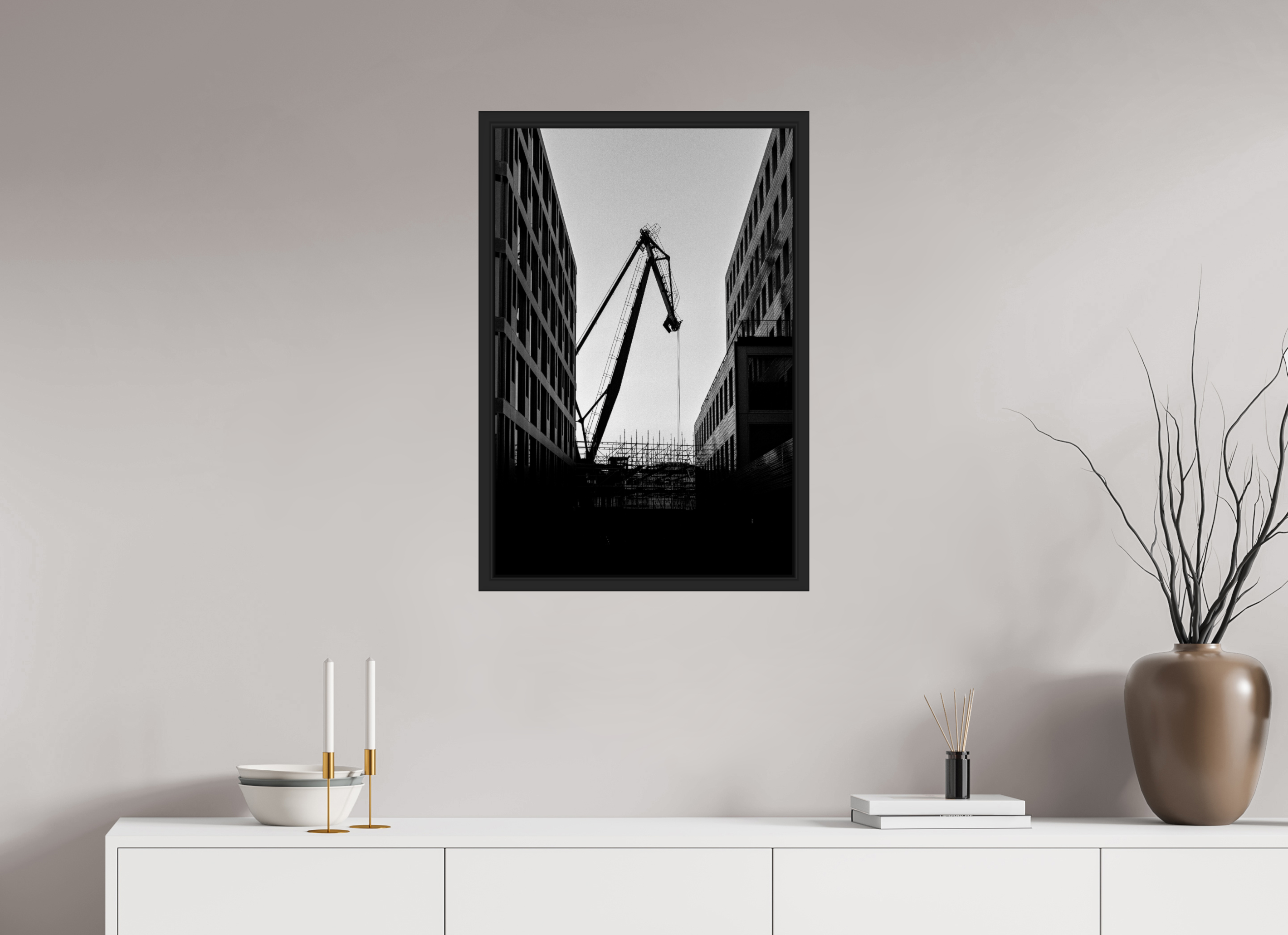 50 x 75 cm, Tokyo 20mm Schattenfuge 4mm Der Hafenkran im Hochformat
