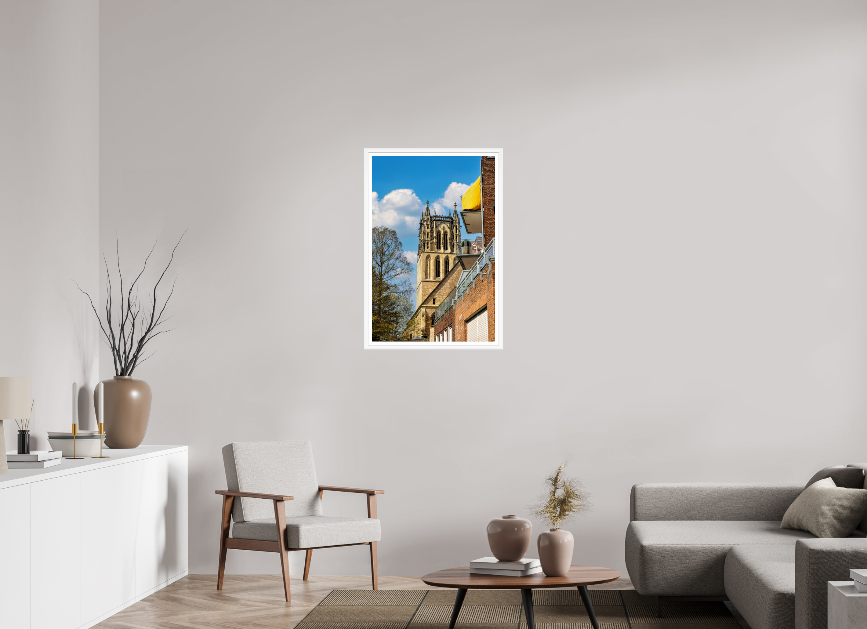 60 x 90 cm, Bern weiß und Rand Überwasserkirche - im Hochformat