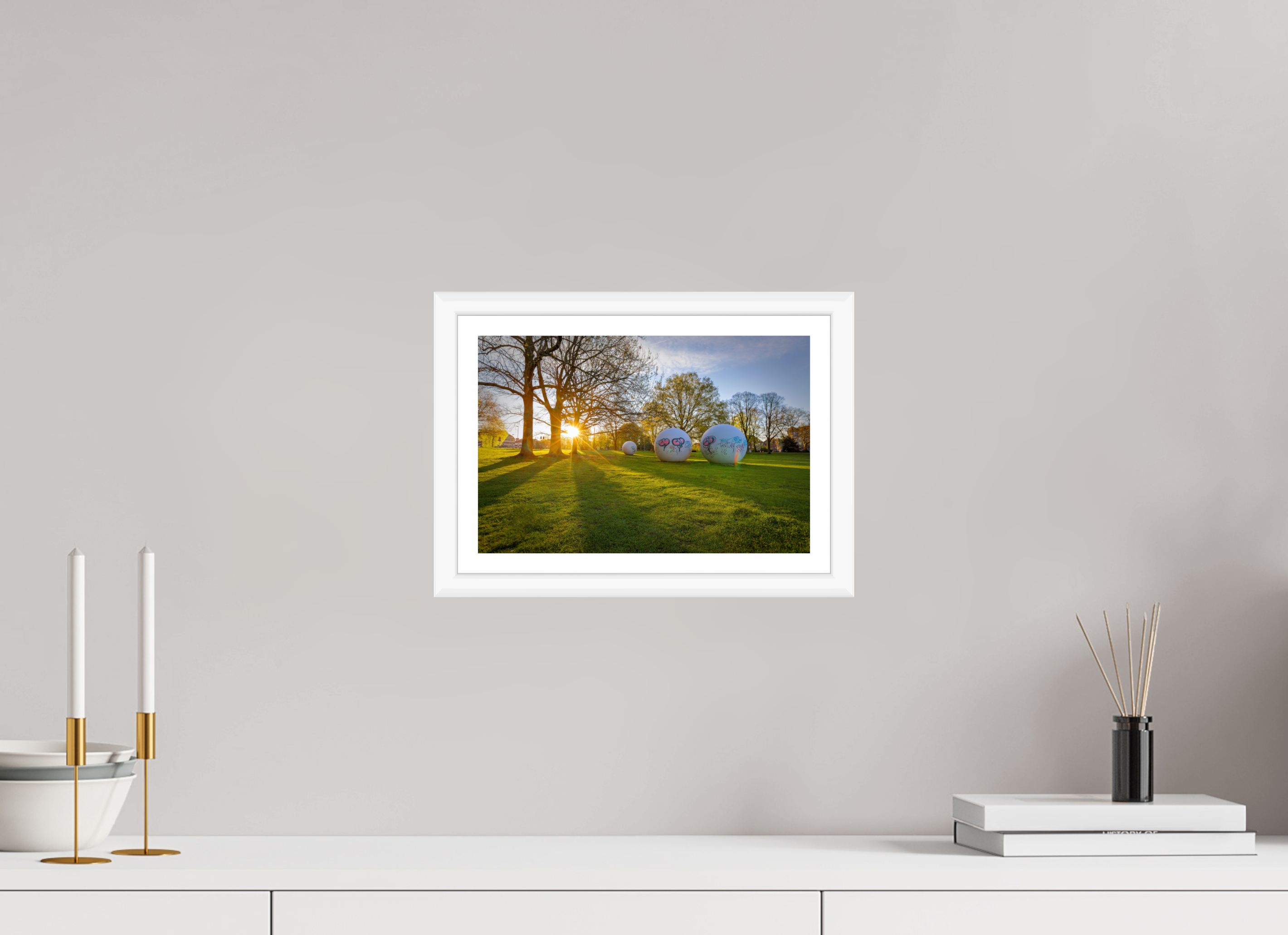 30 x 20 cm, Bern weiß und Rand Der Aasee Sonnenaufgang