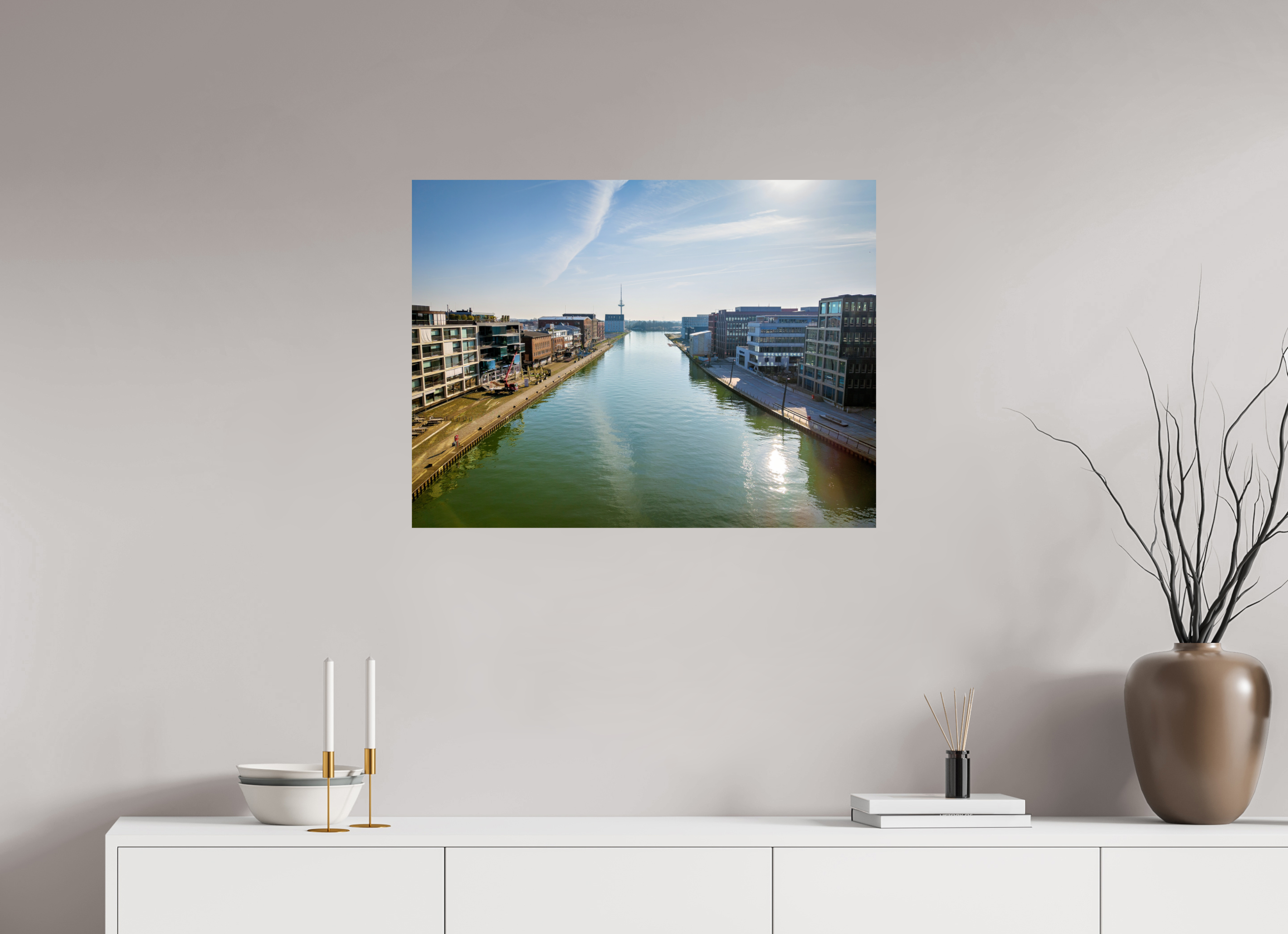 80 x 60 cm, Baryta - Fine Art Münster Hafen – Ruhe zwischen Stahl und Wasser