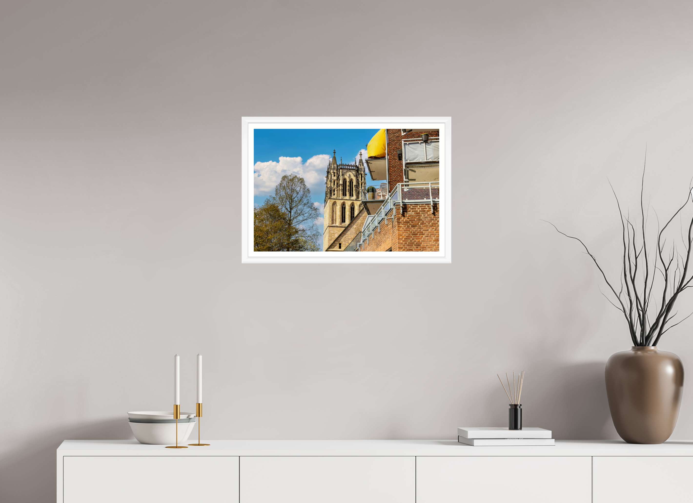 60 x 40 cm, Bern weiß und Rand Überwasserkirche - Der Turm