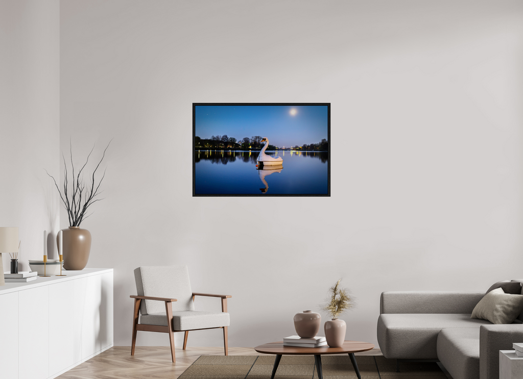 105 x 70 cm, Floater Frame Der Schwan