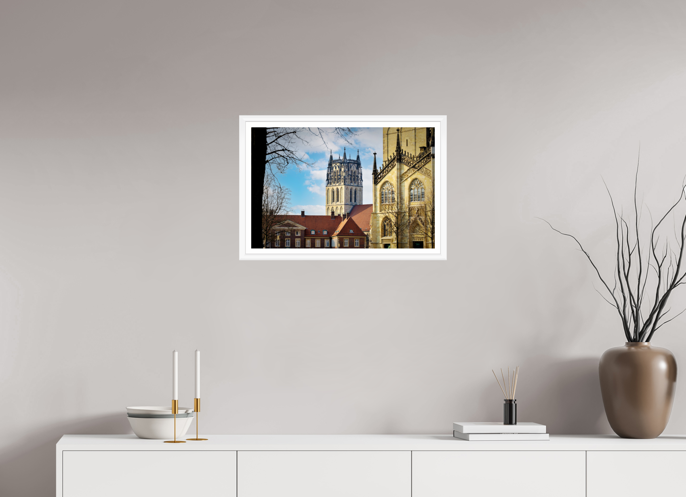 60 x 40 cm, Bern weiß und Rand Überwasserkirche mit Dom