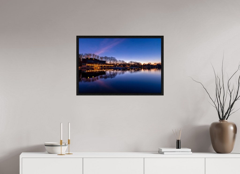 75 x 50 cm, Floater Frame Der Aasee - Die Häuser