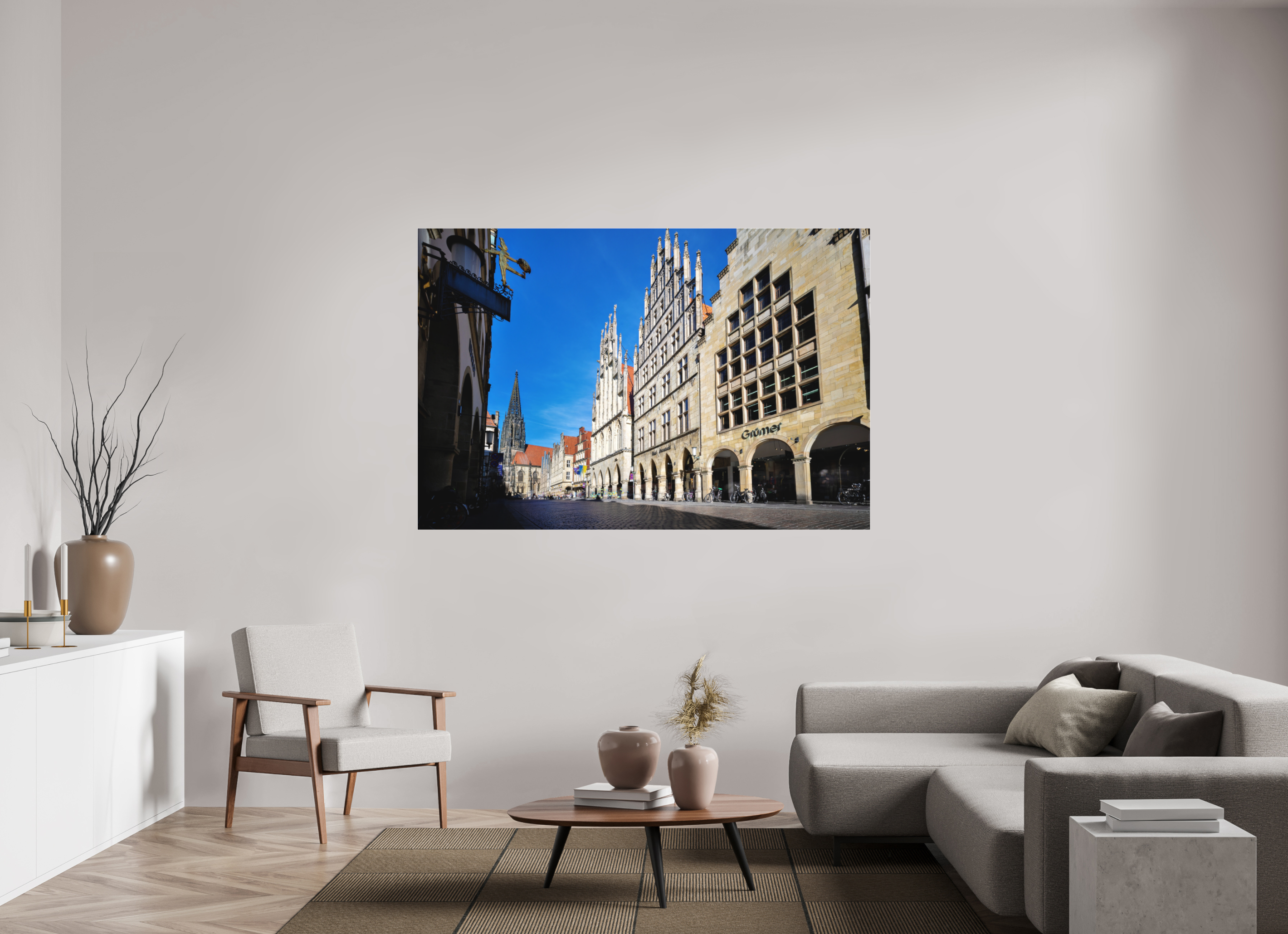 180 x 120 cm, Acrylglas Fine Art Pigmentdruck Prinzipalmarkt mit Lamberti