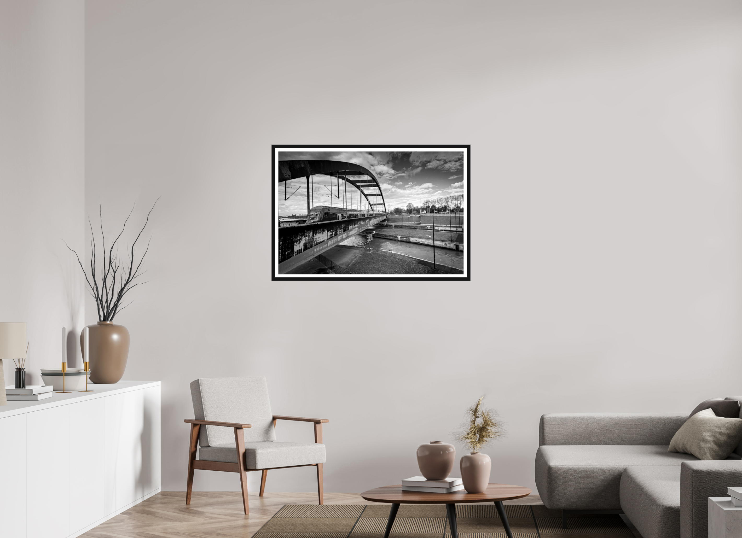 105 x 70 cm, Bern und Rand Die Schleuse und der Zug