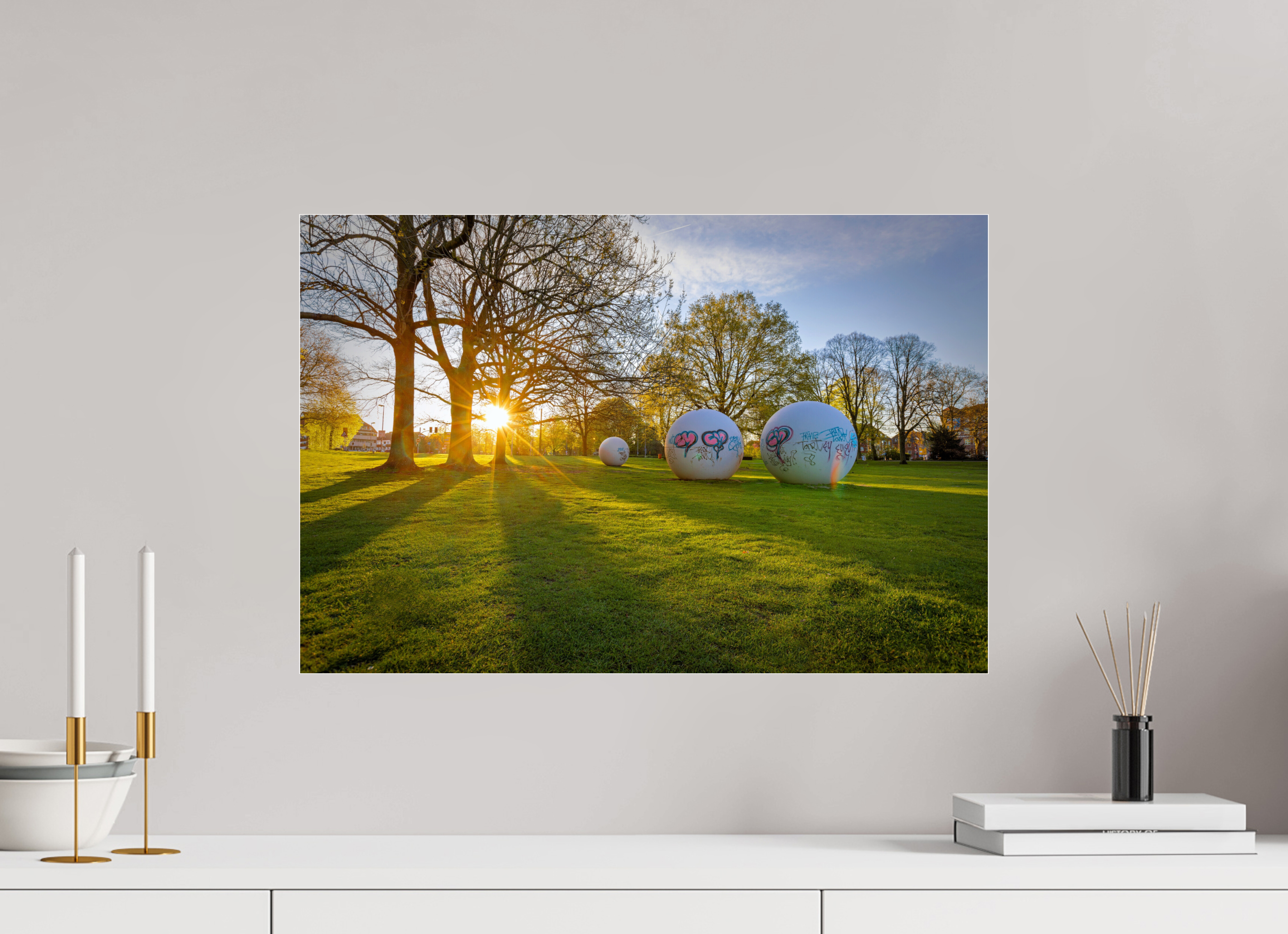 60 x 40 cm, Photo Print Under Acrylic Glass Der Aasee Sonnenaufgang