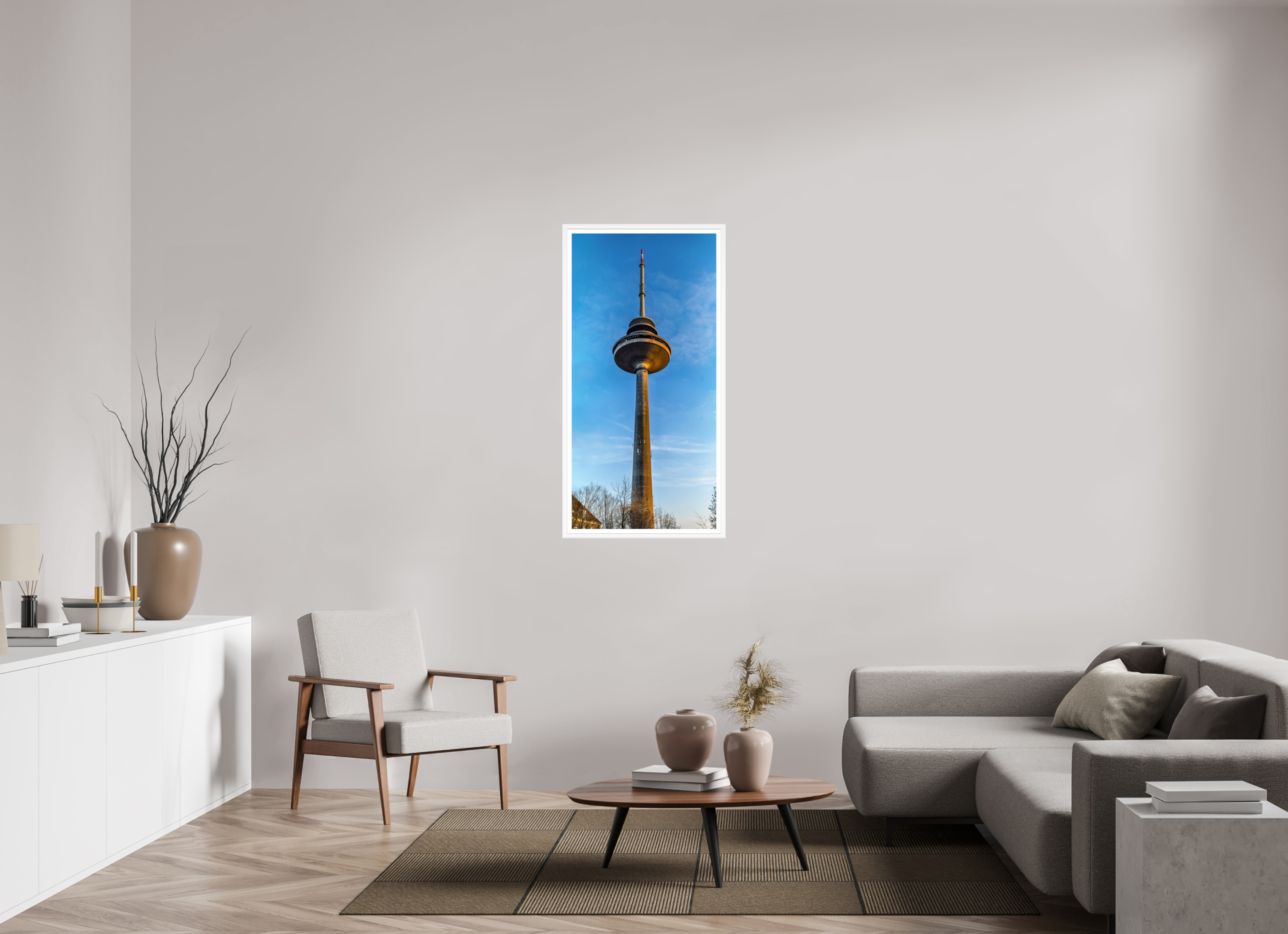 60 x 121,6 cm, Bern weiß und Rand Der Fernsehturm - ganz