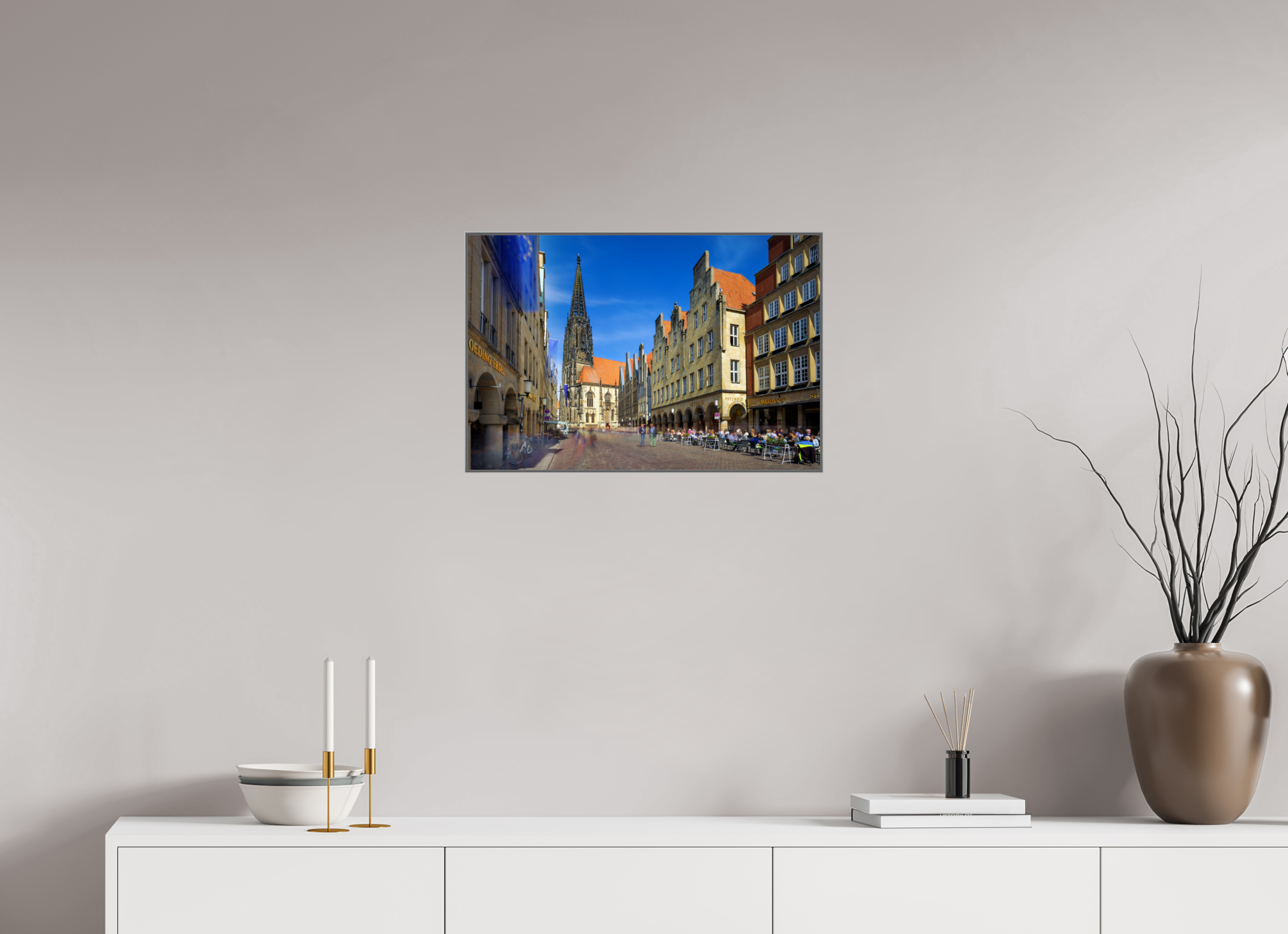 60 x 40 cm, Alurahmen 25mm Lambertikirche - Prinzipalmarkt