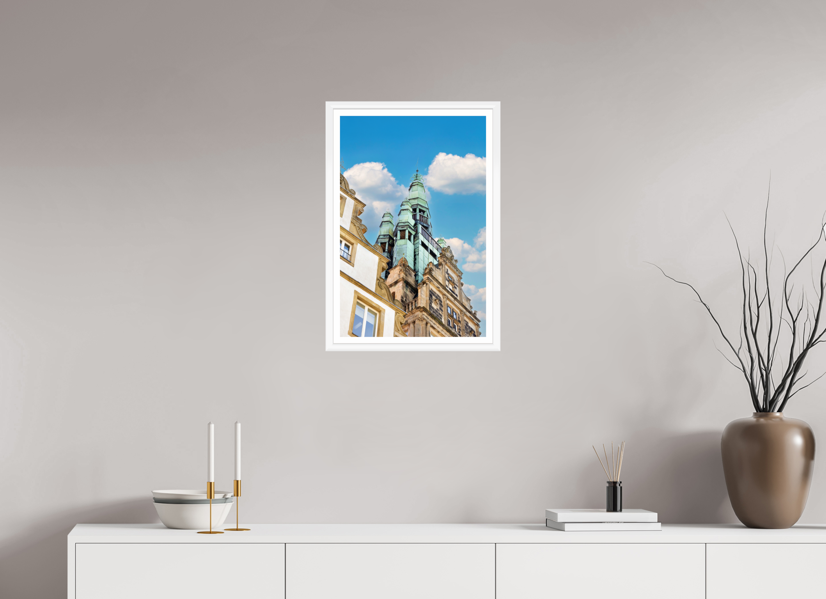 40 x 60 cm, Bern weiß und Rand Der Stadthausturm im Hochformat