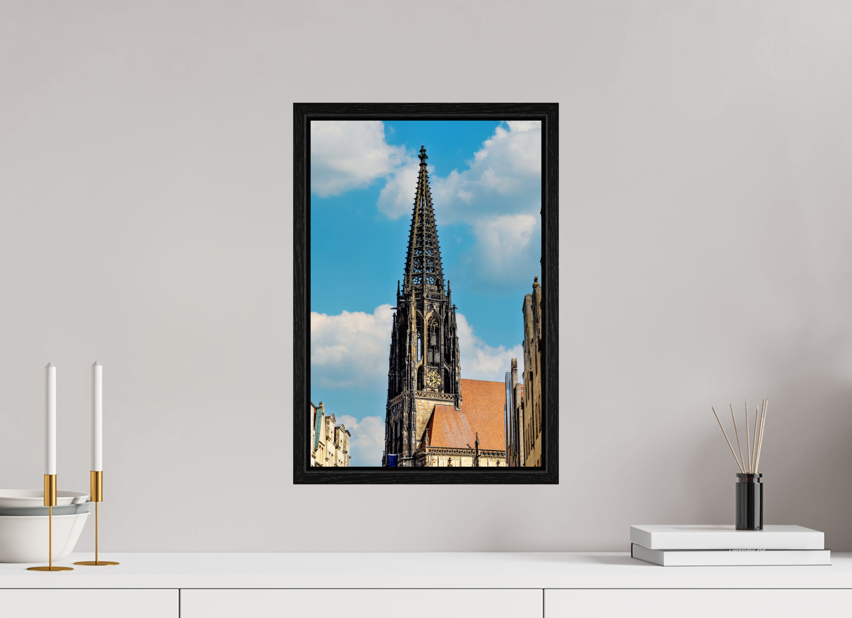 30 x 45 cm, Floater Frame Lambertikirche - Der Turm