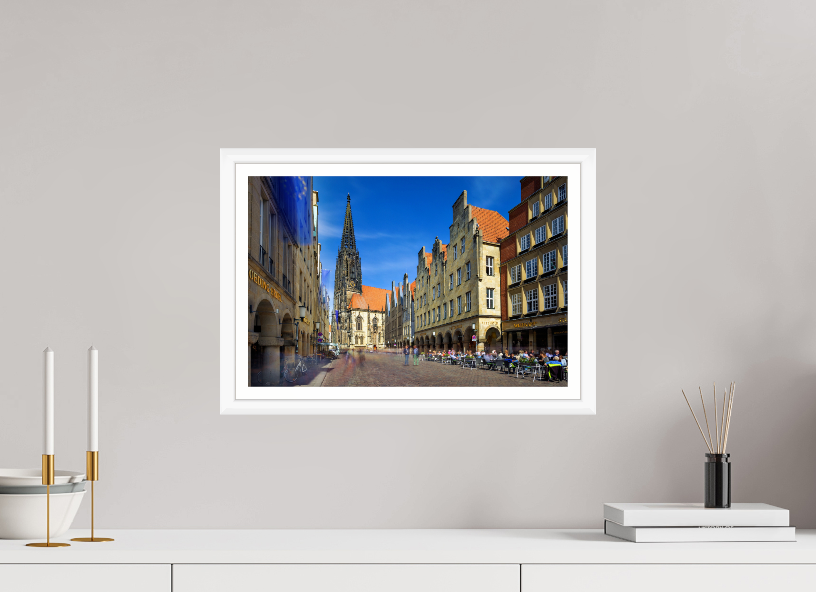45 x 30 cm, Bern weiß und Rand Lambertikirche - Prinzipalmarkt