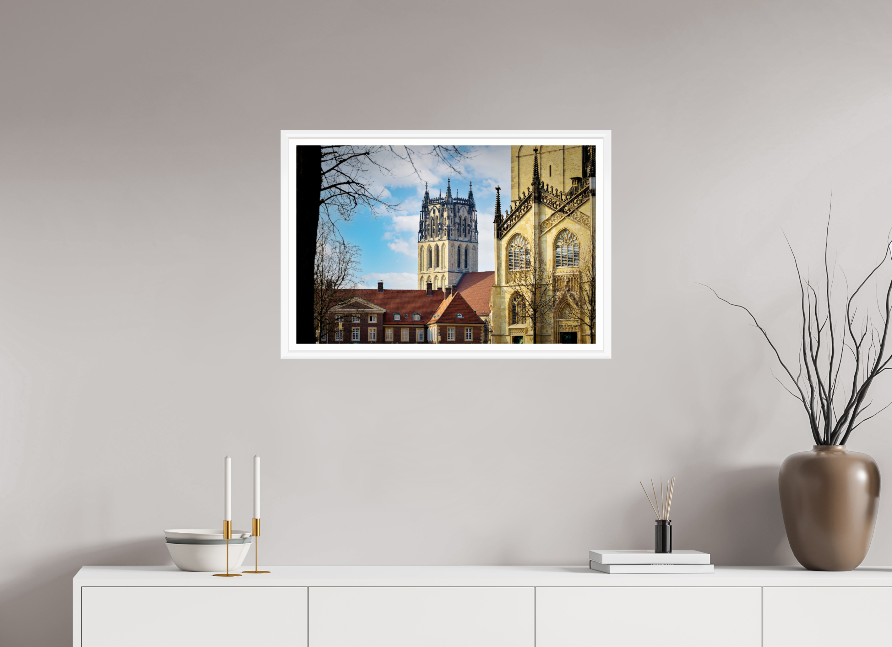 75 x 50 cm, Bern weiß und Rand Überwasserkirche mit Dom