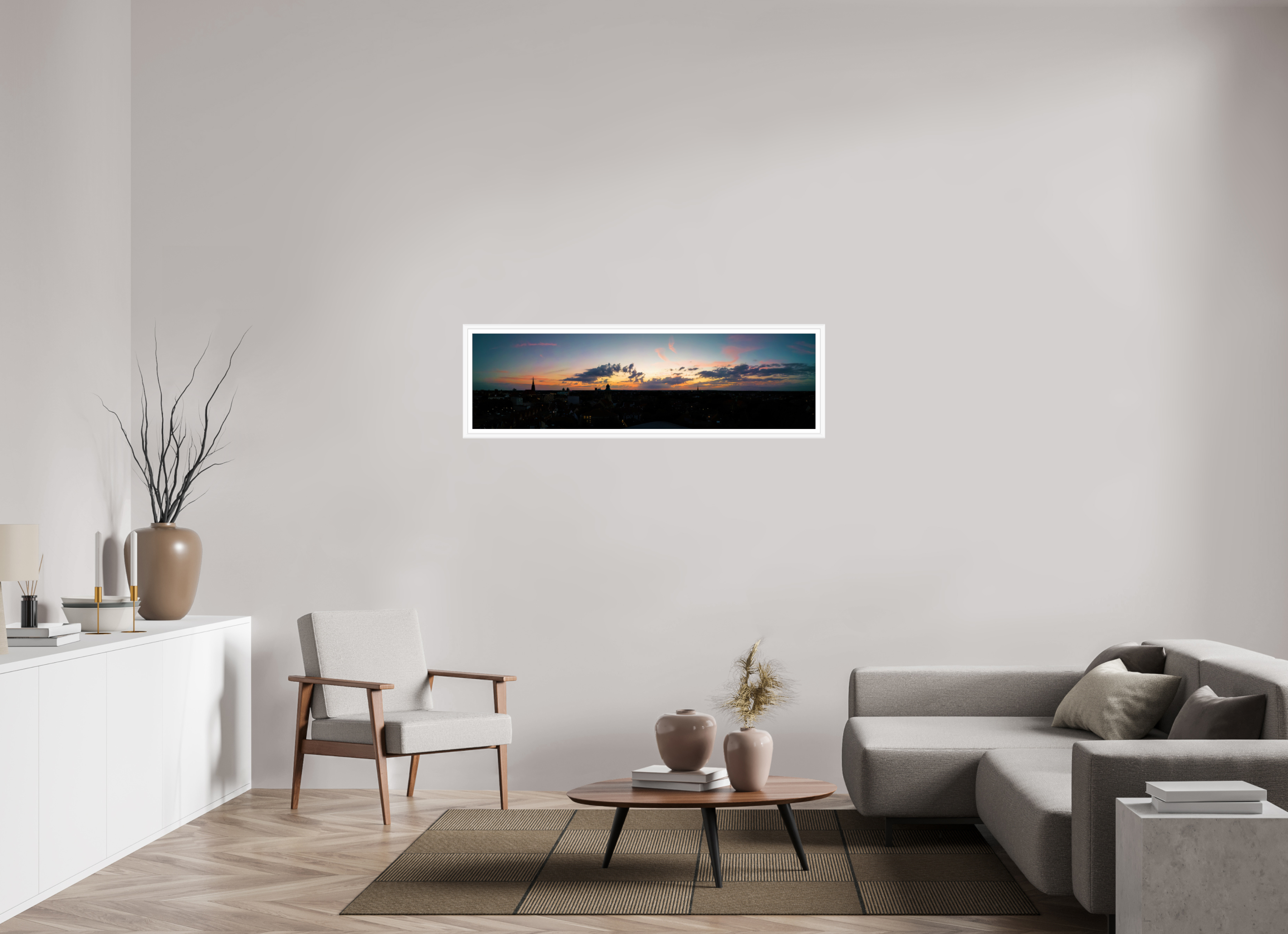 141,1 x 40 cm, Bern weiß und Rand Skyline / Cineastisch